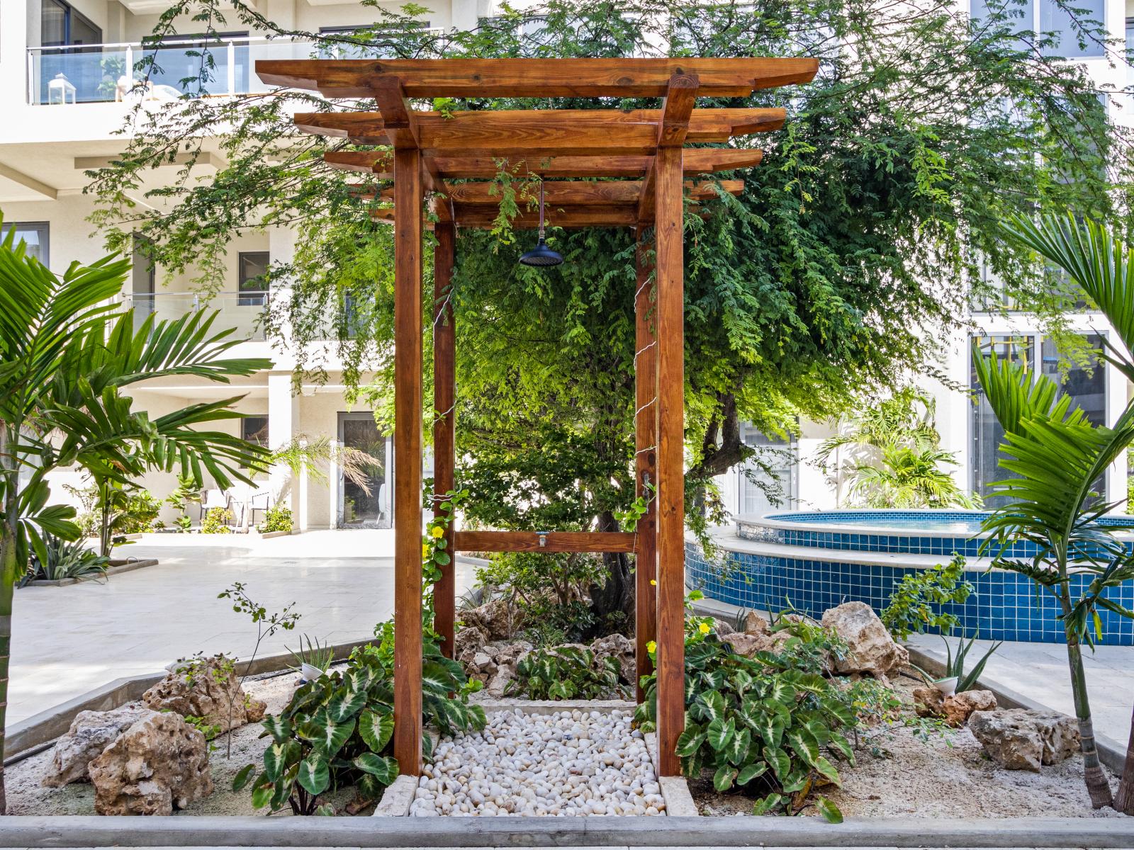 Garden around jacuzzi