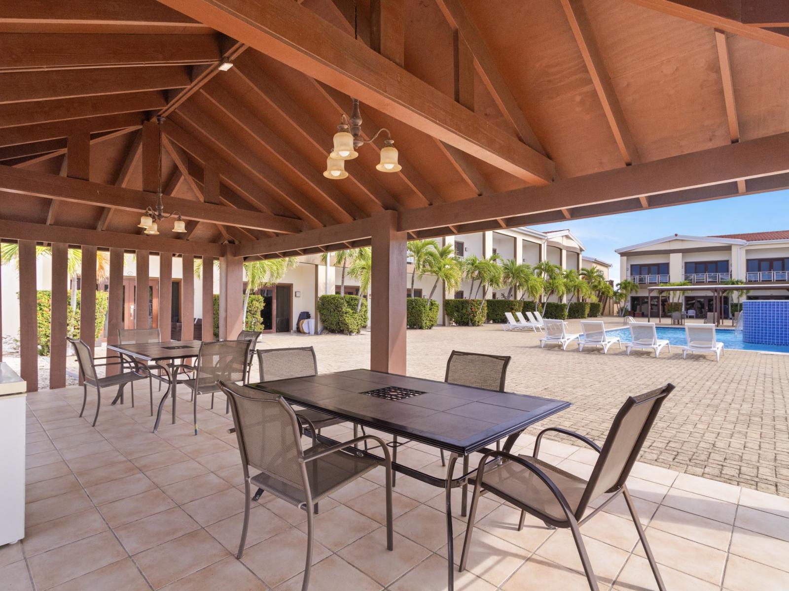 Dining table by the pool