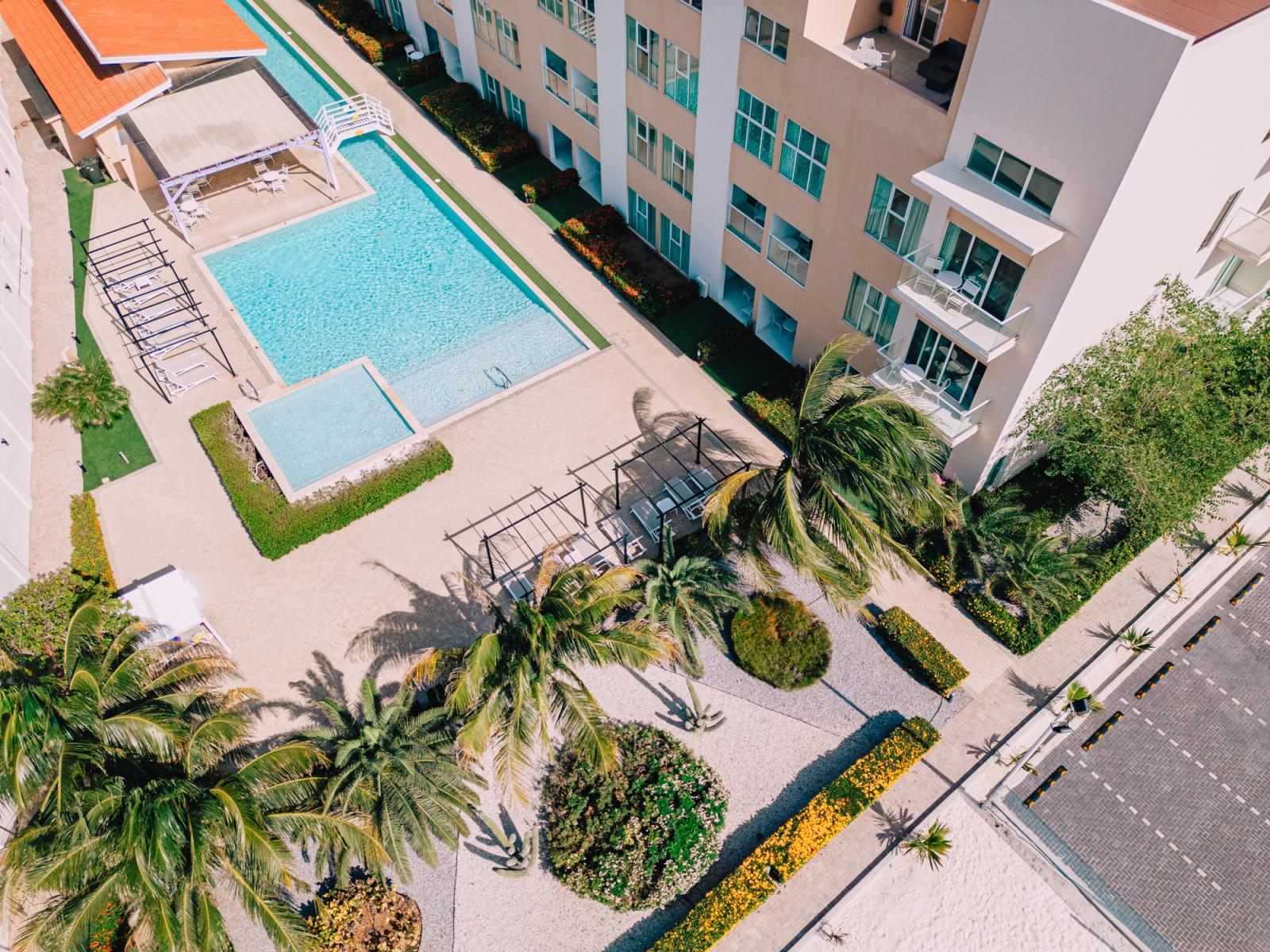 Lounge chairs by the pool