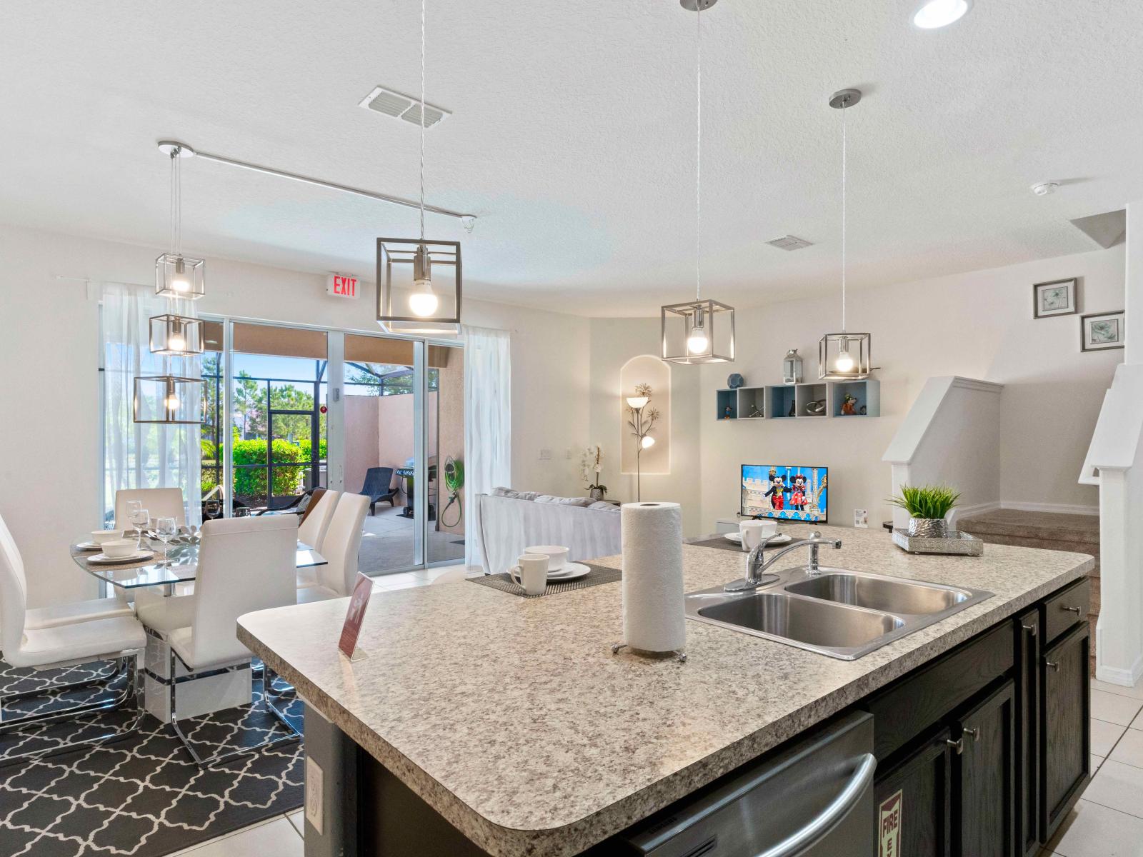 The dining area is beautiful and suited for more formal gatherings where you can enjoy some home cooked delights while catching up on the day’s events.