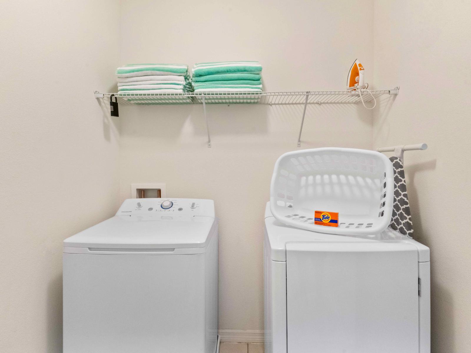 This fabulous house have laundry facilities including a washer and dryer.