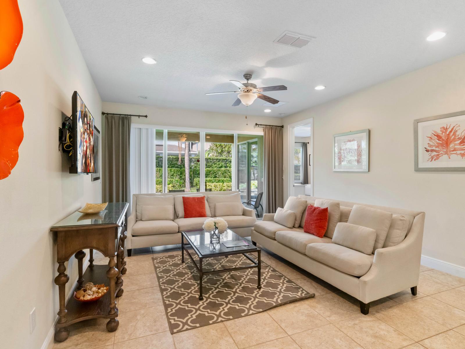 Chic Living Area of the Home in Kissimmee Florida - Unwind and Connect in inviting living area - Smart TV and Netflix - Cozy couches to relax