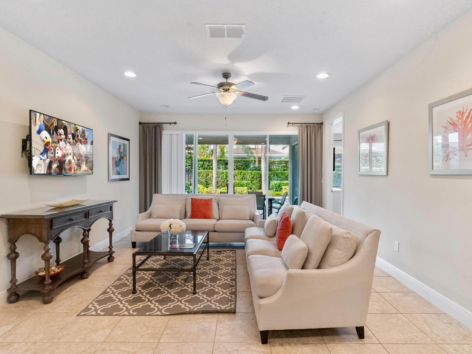 Elegant Living Area of the Home in Kissimmee Florida - Comfort meets elegance - Every corner beckons with the promise of serene relaxation - Smart TV and Netflix - Comfy Sofas