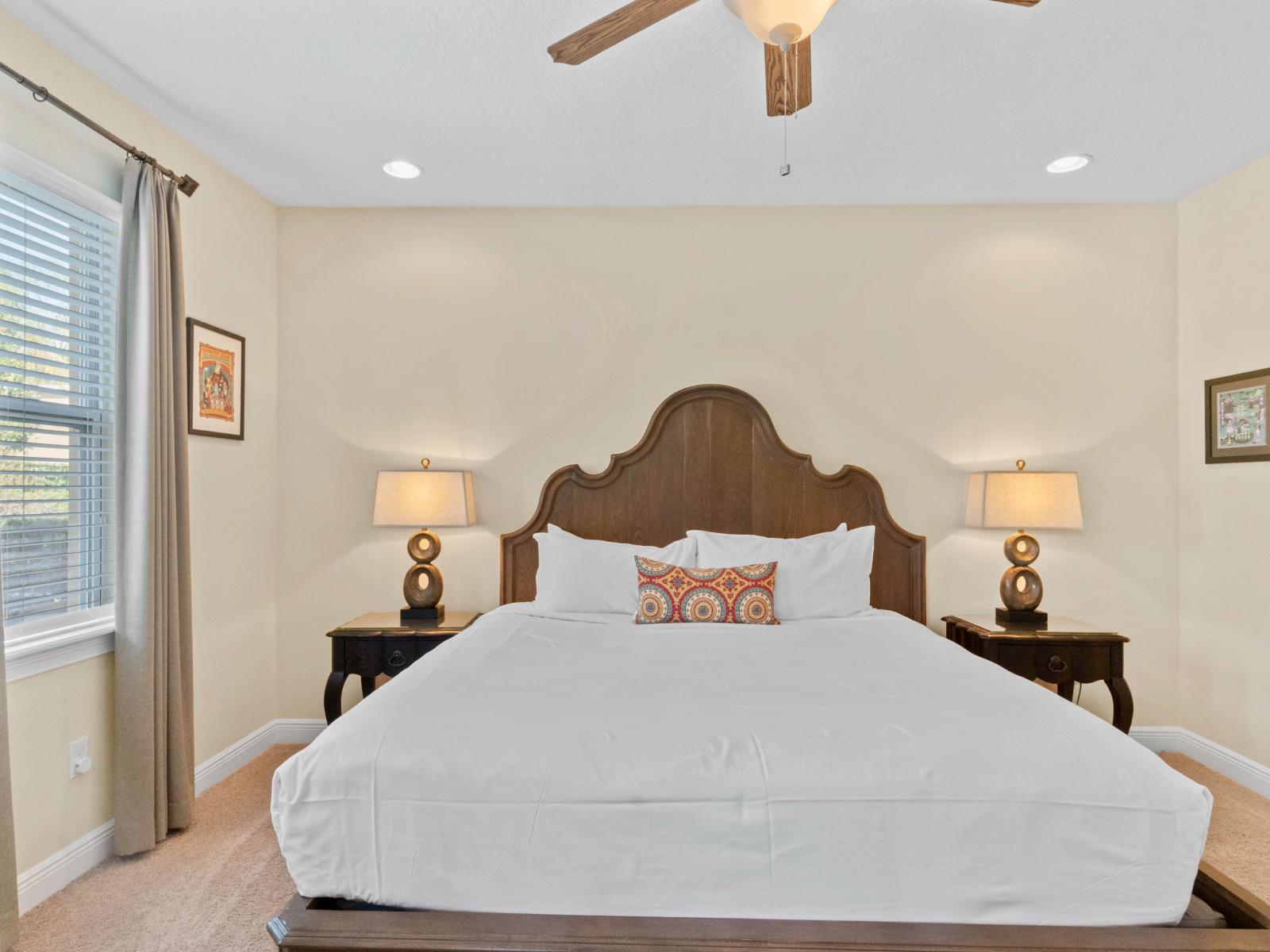 Comfy Bedroom of the Home in Kissimmee Florida - Indulge in the bliss, where en-suite bathroom combine to create oasis of luxury - Smart TV and Netflix - Plenty of natural light through windows