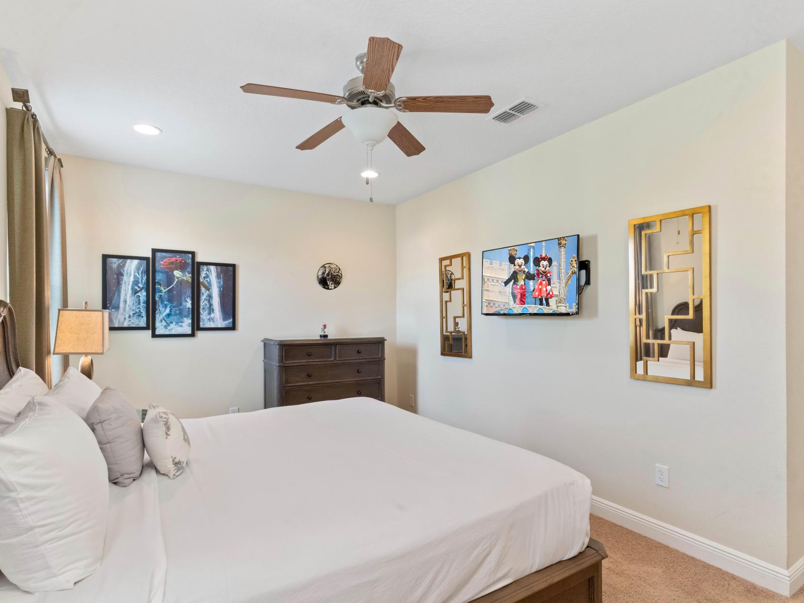 Magnificent Bedroom of the Home in Kissimmee Florida - Modern bedroom with sleek design - Stylish decor - Smart TV and Netflix