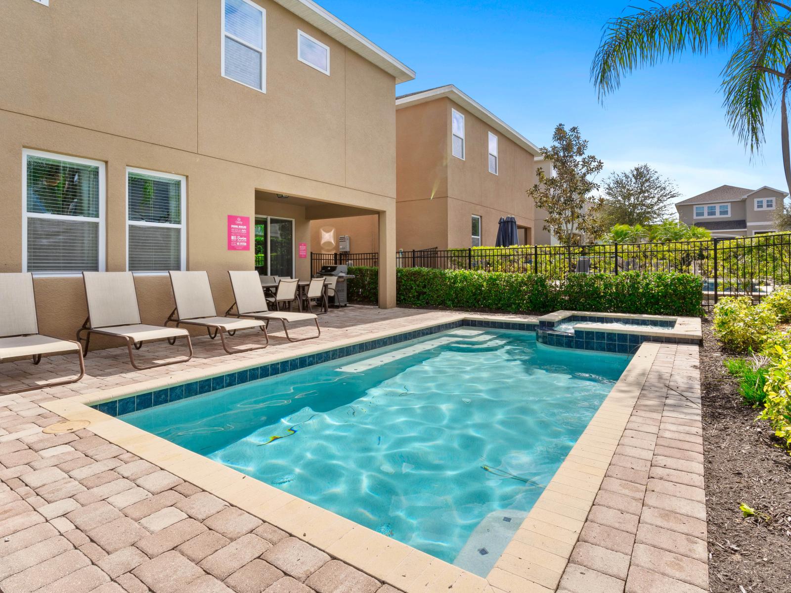 Outstanding Private Pool of the Home in Kissimmee Florida - Immerse yourself in the cool elegance of pool - Comfortable lounge chairs for ultimate relaxation