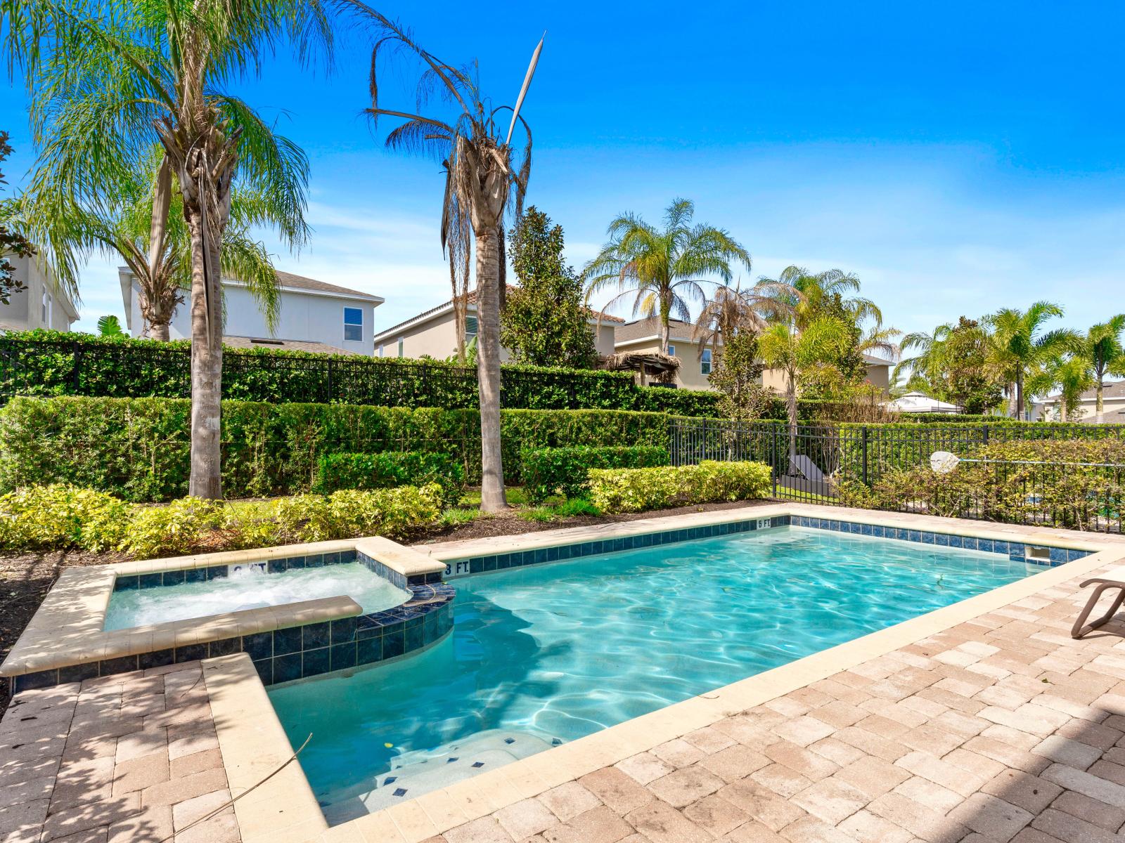 Splendid Private Pool of the Home in Kissimmee Florida - Palm trees and tropical plants enhance the vacation feel - Refreshing atmosphere