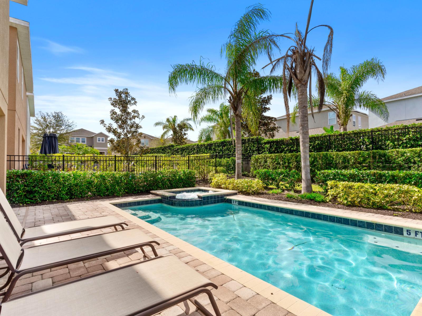 Pleasant Private Pool of the Home in Kissimmee Florida - Private oasis with a sense of tranquility - Crystal-clear pool for refreshing dips - Greenery for a secluded feel