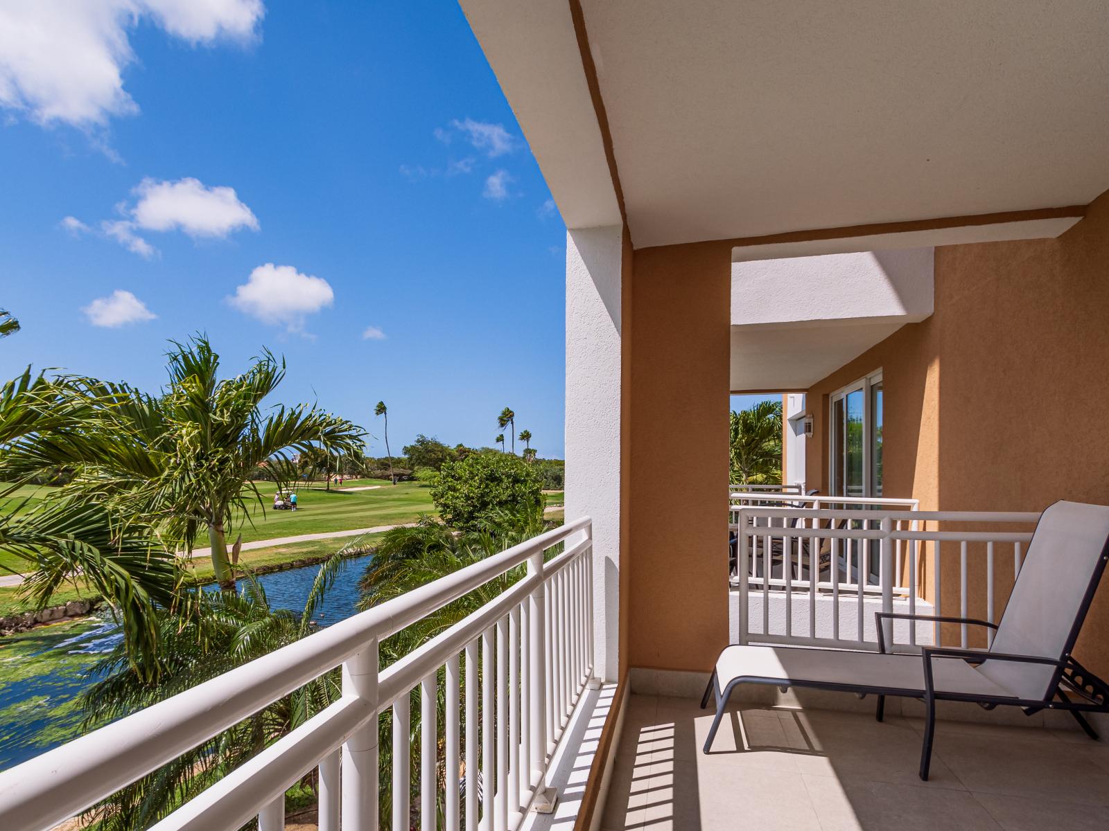 Private balcony of the condo in Noord Aruba - Fronting the pool you would have a lovely view  - Breath of fresh air from the outside - Peaceful Environment