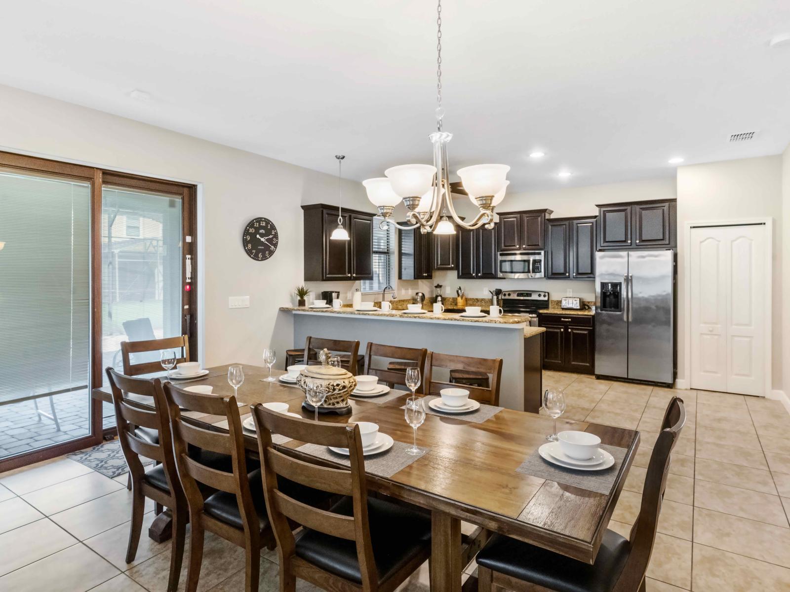 The Dining area exudes rustic charm with its wooden furniture and inviting ambiance. With warm tones and natural textures, it offers a cozy setting where guests can gather for delicious meals and delightful conversation.