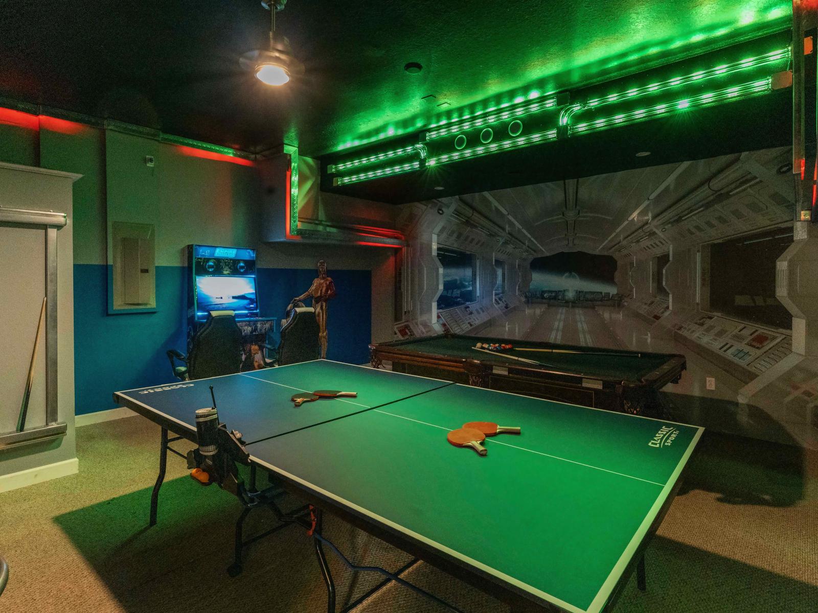 The game room where guests can engage in lively activities and create memorable moments with friends and family, adding an extra layer of fun and excitement