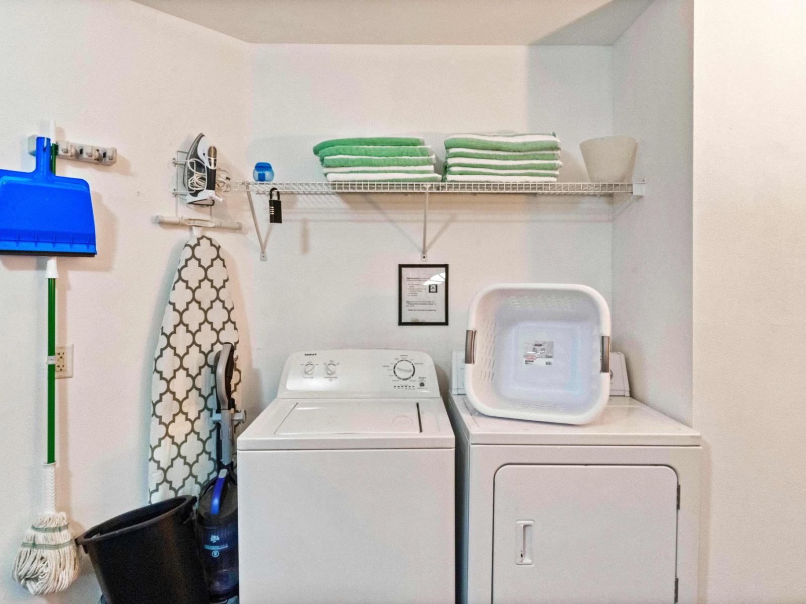 Enjoy the convenience of a dedicated laundry area of the Apartment during your stay. - Keep your vacation wardrobe fresh with our on-site laundry facilities. - Keep your clothes clean and fresh with our on-site laundry amenities.