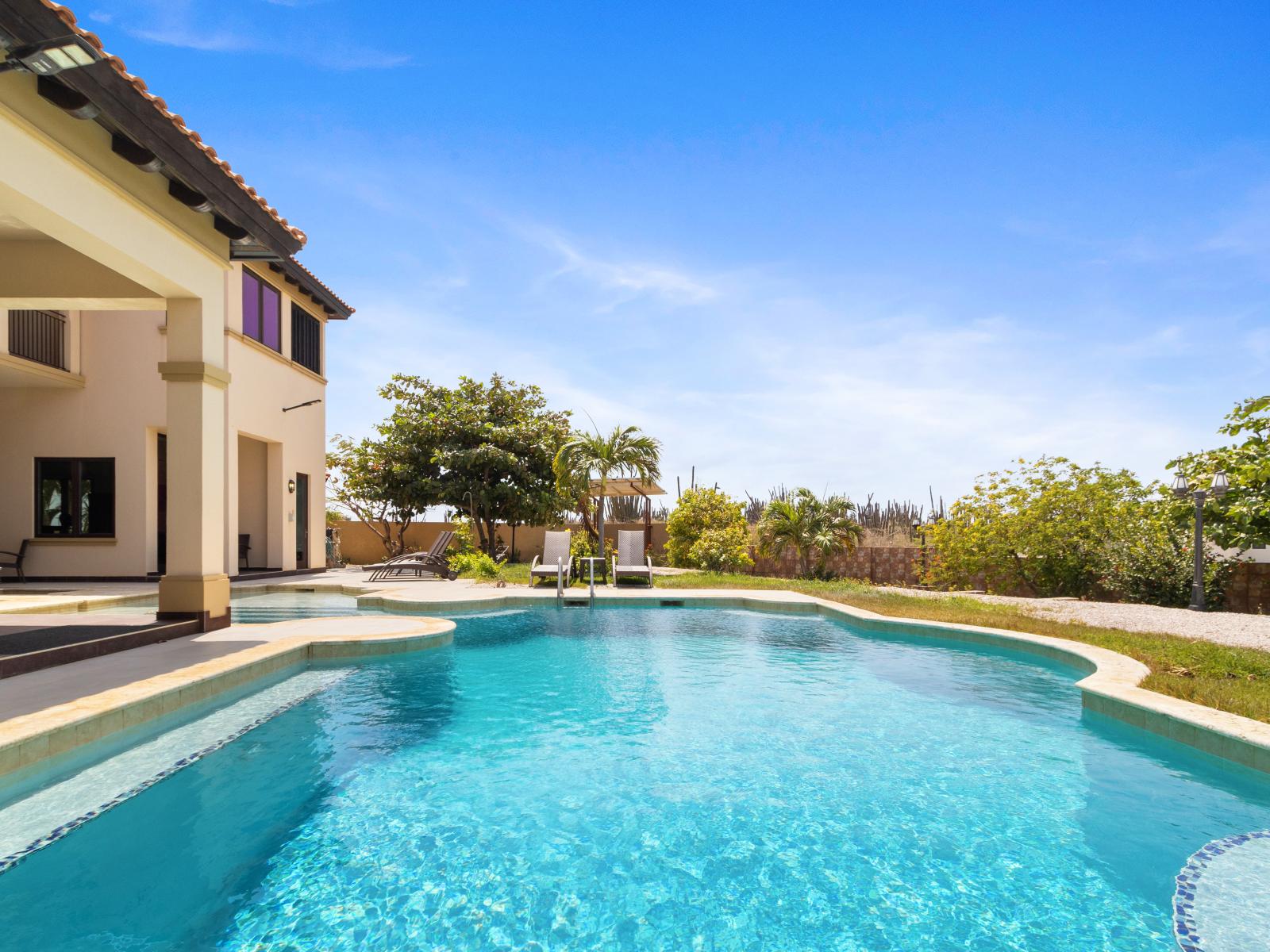 Dive into relaxation and fun in our expansive, refreshing pool. Whether it's swimming laps to stay active or simply floating lazily under the sun, this inviting oasis promises endless hours of enjoyment and rejuvenation for guests of all ages.