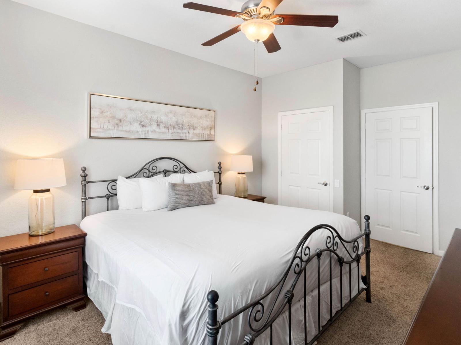 Main bedroom with ceiling fan