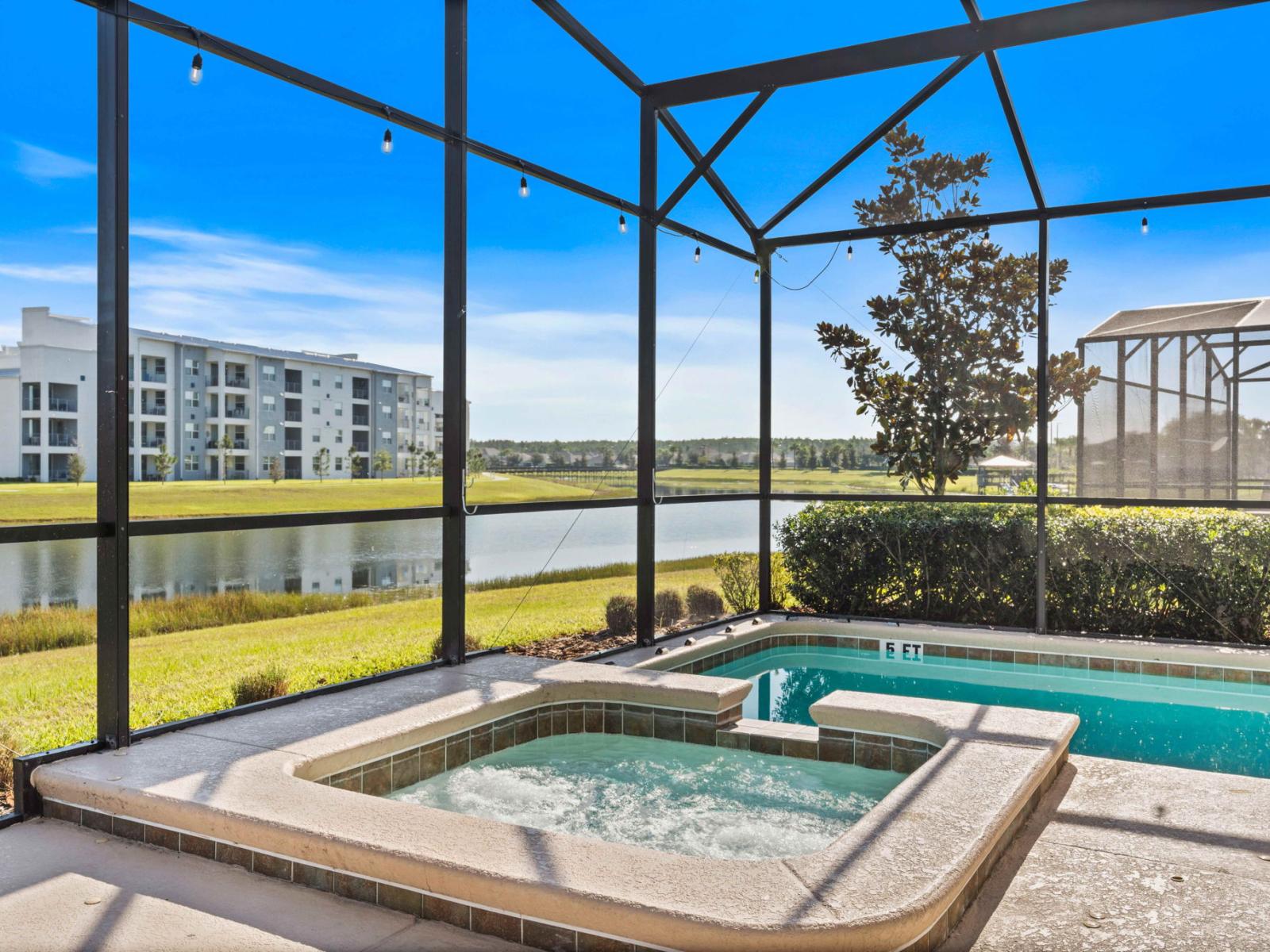 Stunning private pool and spa of the home in Kissimmee Florida - Enjoy leisurely moments in inviting pool area - Lounge in tranquility by the sparkling waters - Immerse yourself in the cool elegance of pool