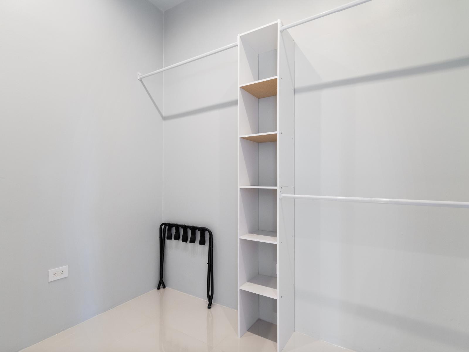 Spacious closet providing ample room for organizing and storing your belongings, ensuring convenience and tidiness during your stay.