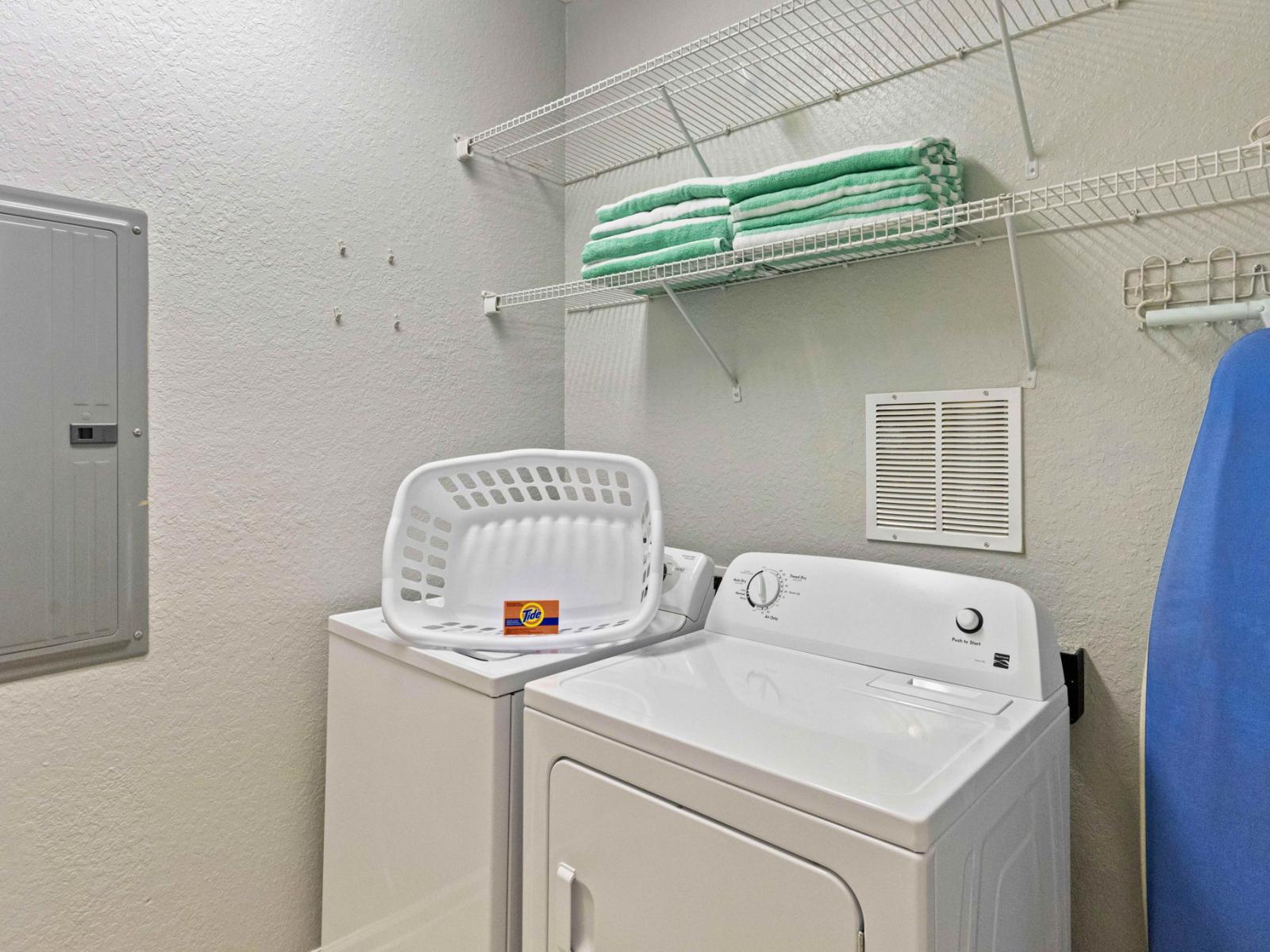 Convenient laundry area of the condo in Orlando  - This fabulous condo has a laundry room with full washer and dryer for your ultimate convenience. - Keep your wardrobe fresh after using the convenient laundry area