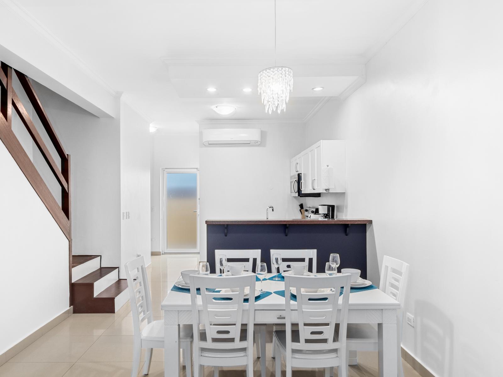 Beautiful Dining and Kitchen of the 2BR Condo in Noord Aruba  - Dine in this area just beside the kitchen and enjoy your day with every meal you take - Minimalist decor, allowing the focus to remain on the dining experience