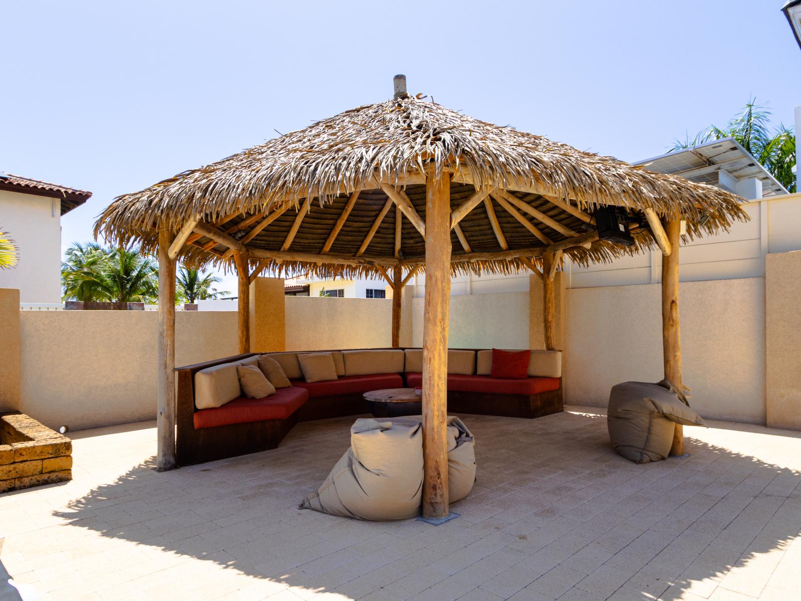 Gazebo lounge area- chill and give yourself a break on the shade of the gazebo. Take time to enjoy the view of the villa from the outside