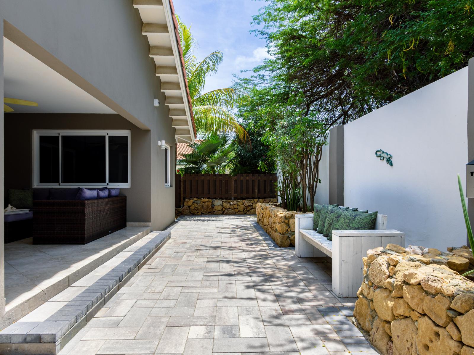 Outdoor Seating Area of the 3BR house in Noord Aruba - Extends living space for outdoor enjoyment - Lounge in tranquility - Shaded seating for sensitive guests