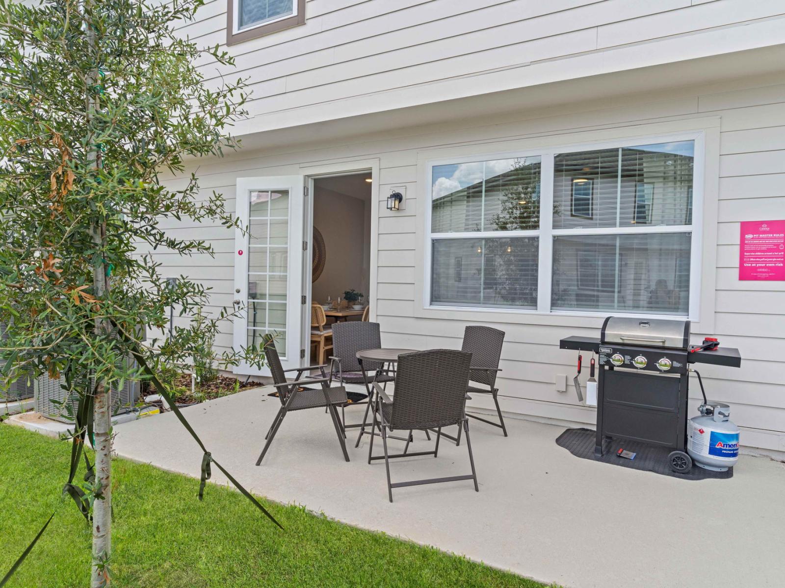 BBQ and outdoor sitting space