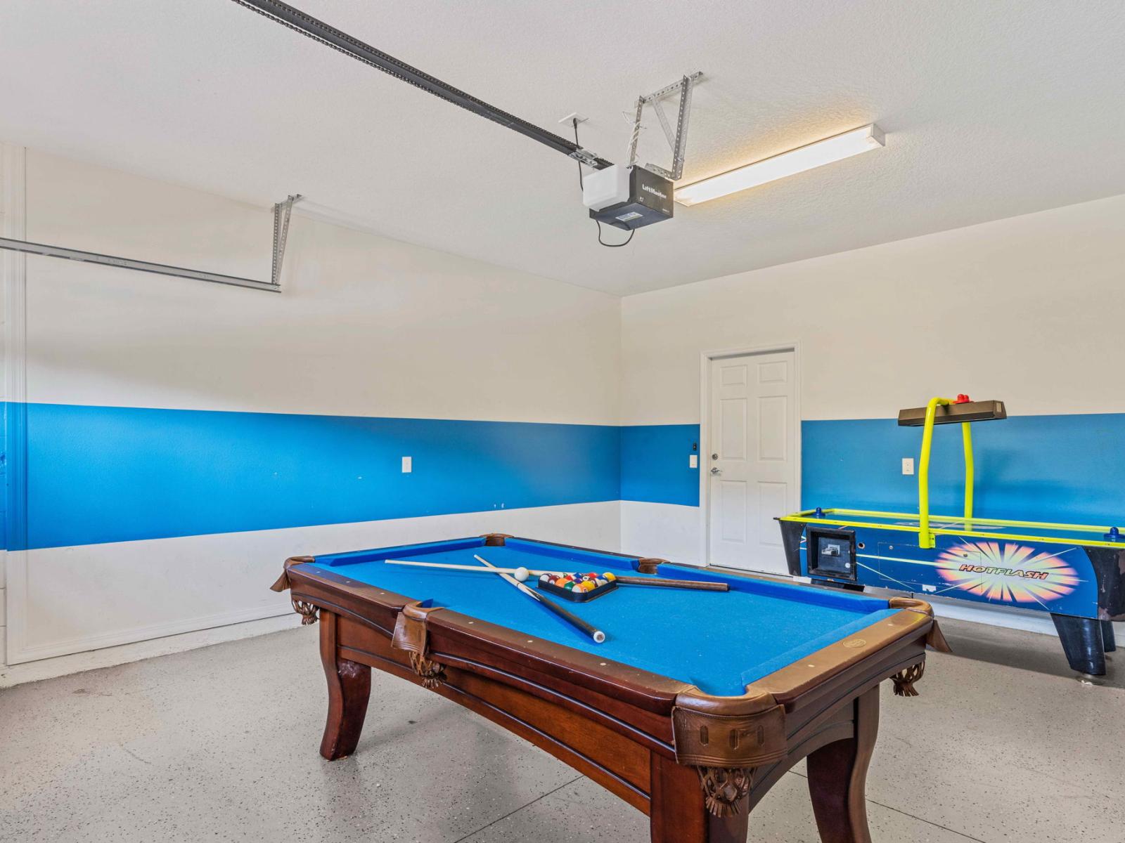 Pool table and a Air hockey table