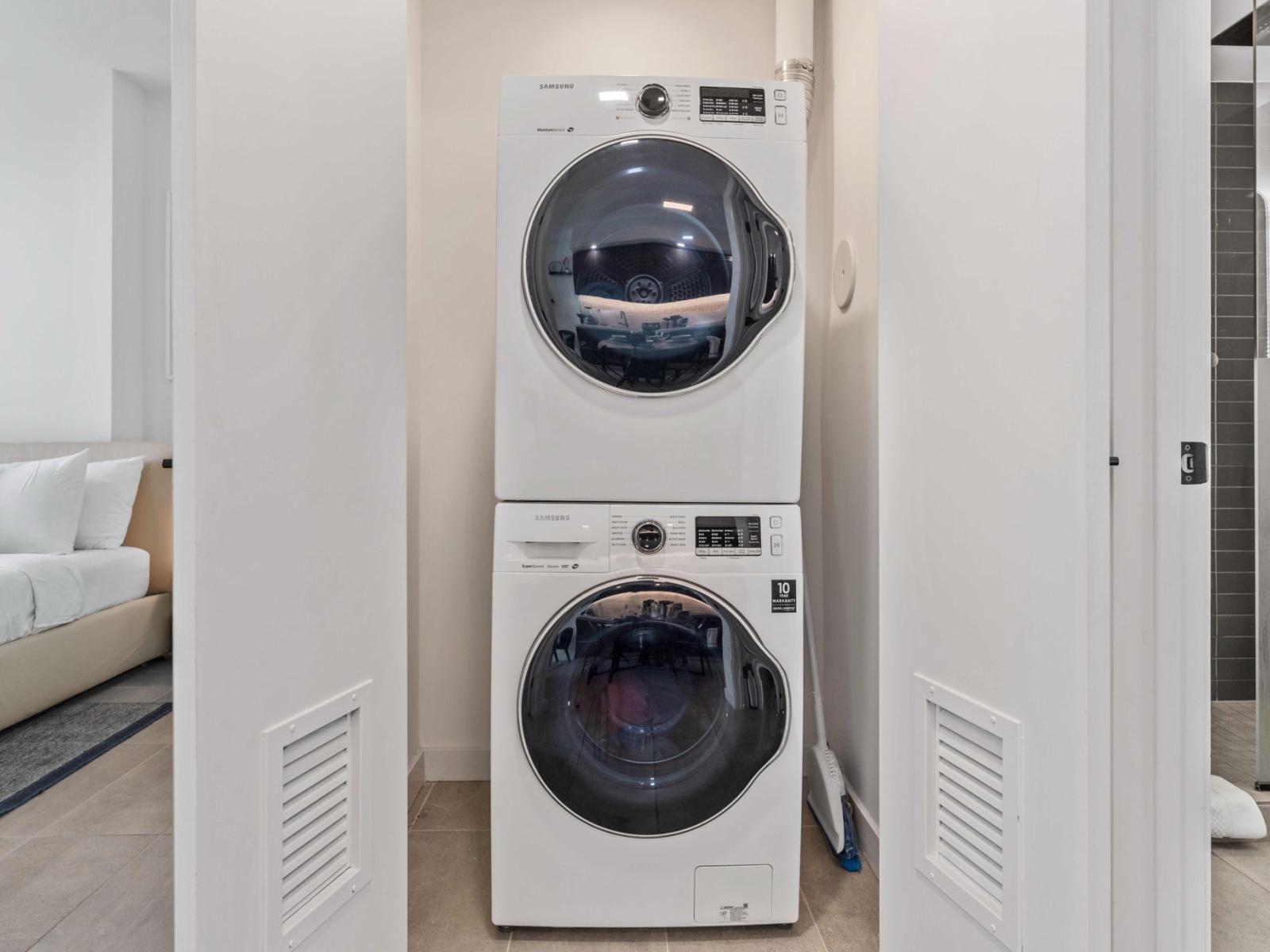 Laundry Made Easy: Enjoy the Convenience of a Full Washer and Dryer Included, Putting Laundry Right at Your Fingertips for Ultimate Ease.