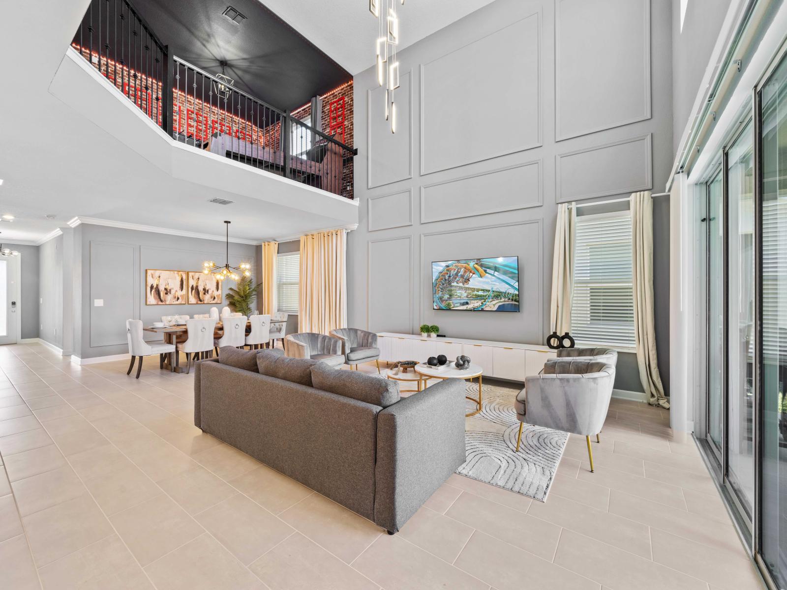 Magnificent Living Area of the Home in Davenport Florida - Unwind in style in thoughtfully curated living area - Featuring a harmonious blend of upscale decor and inviting ambiance - Smart TV and Netflix - High Ceilings