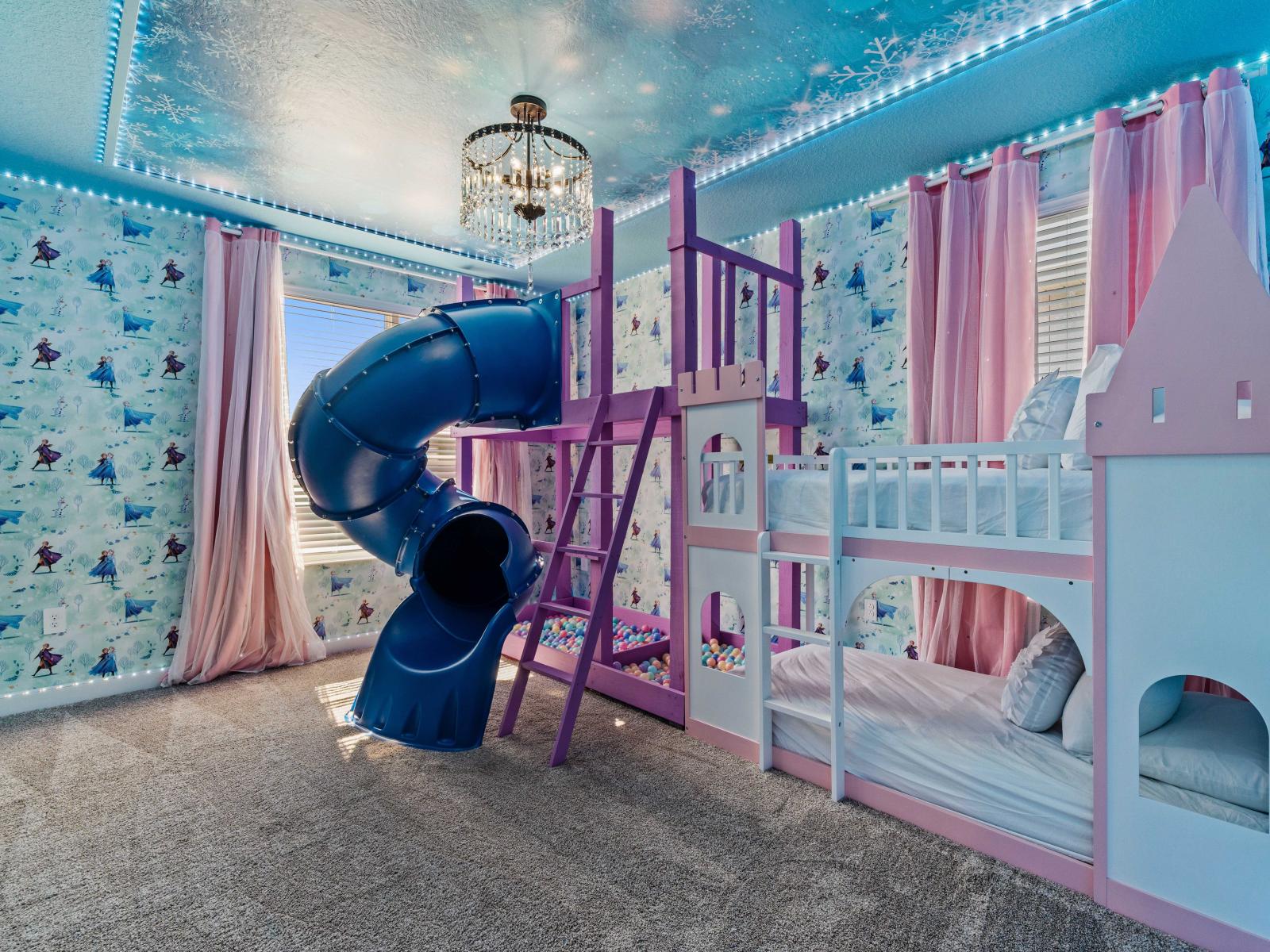 Amazing Bedroom of the Home in Davenport Florida - Frozen Themed Bedroom - Slide and Play Area - Smart TV and Netflix