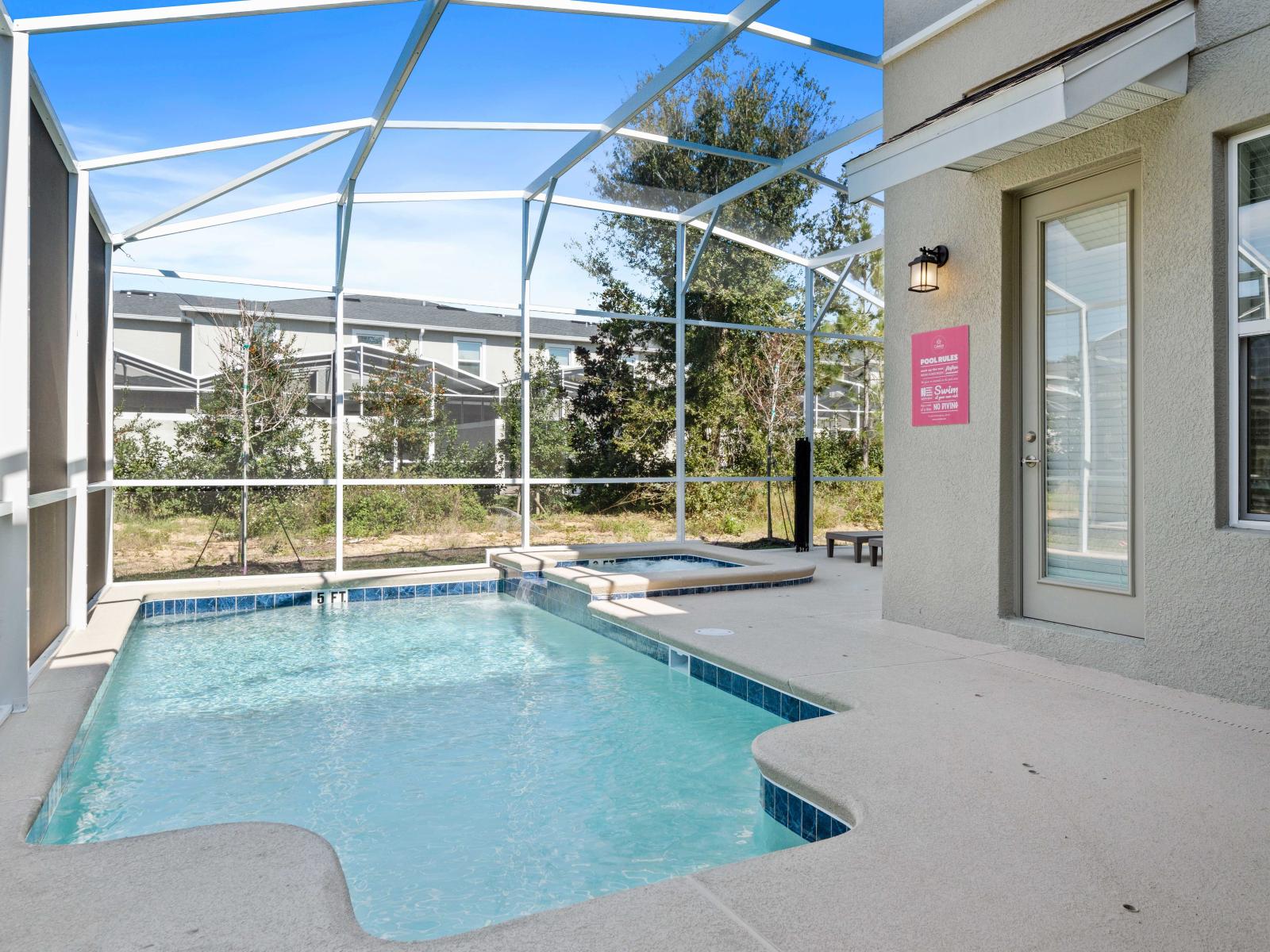 Pleasant Private Pool Area of the Home in Davenport Florida - Immerse yourself in serenity with outdoor pool  - Tranquil retreat for the ultimate getaway