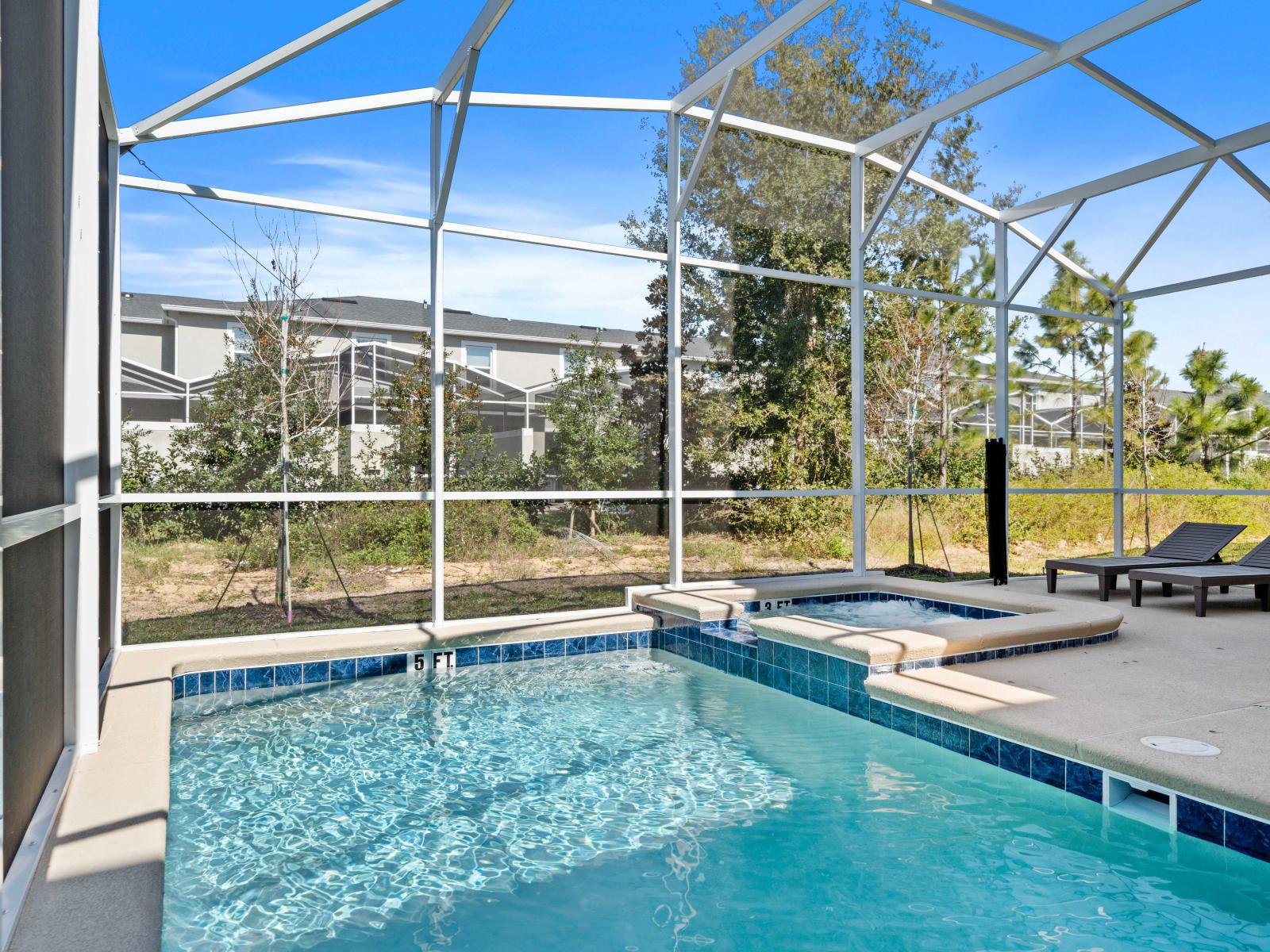 Private Pool of the Home in Davenport Florida - Relax by the shimmering poolside oasis - Bask in sun-kissed luxury near the water - Enjoy leisurely moments in inviting pool area
