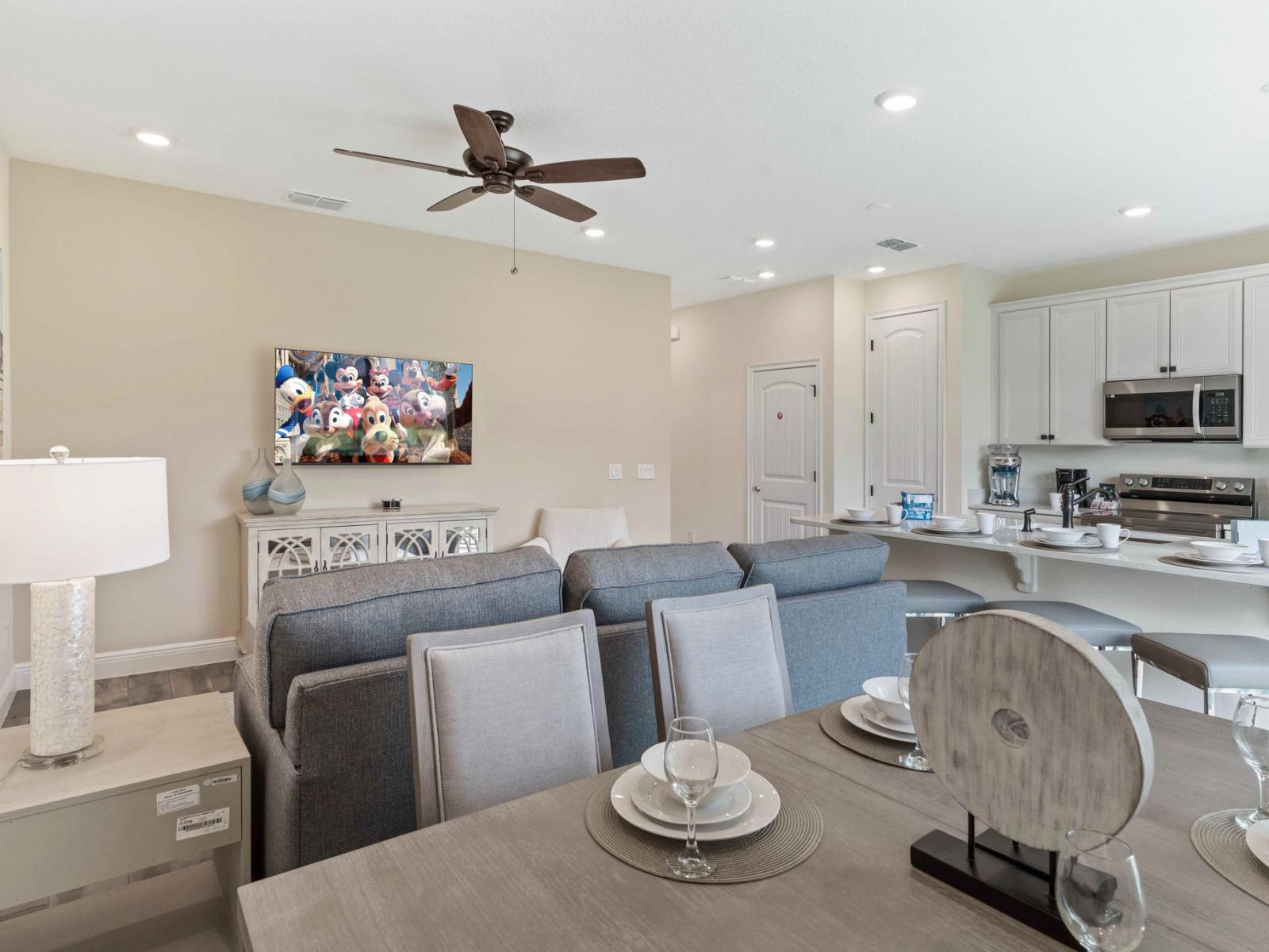 Sleek dining area of the cottage in Kissimmee Florida - Every meal becomes a celebration of togetherness - Chic design and comfortable - Seamless connection to kitchen and living area