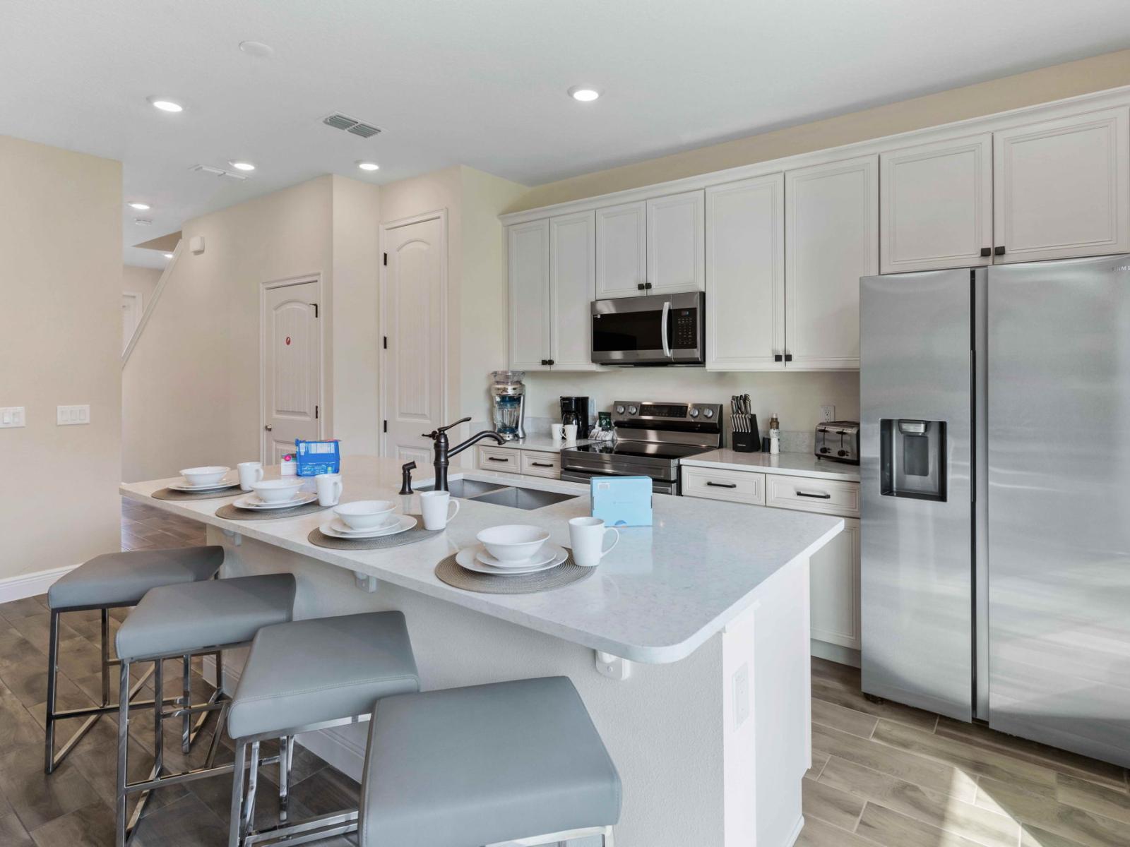 Inviting Kitchen of the cottage in Kissimmee Florida - Contemporary design with clean lines and minimalist aesthetics - Thoughtful placement of kitchen essentials for easy access