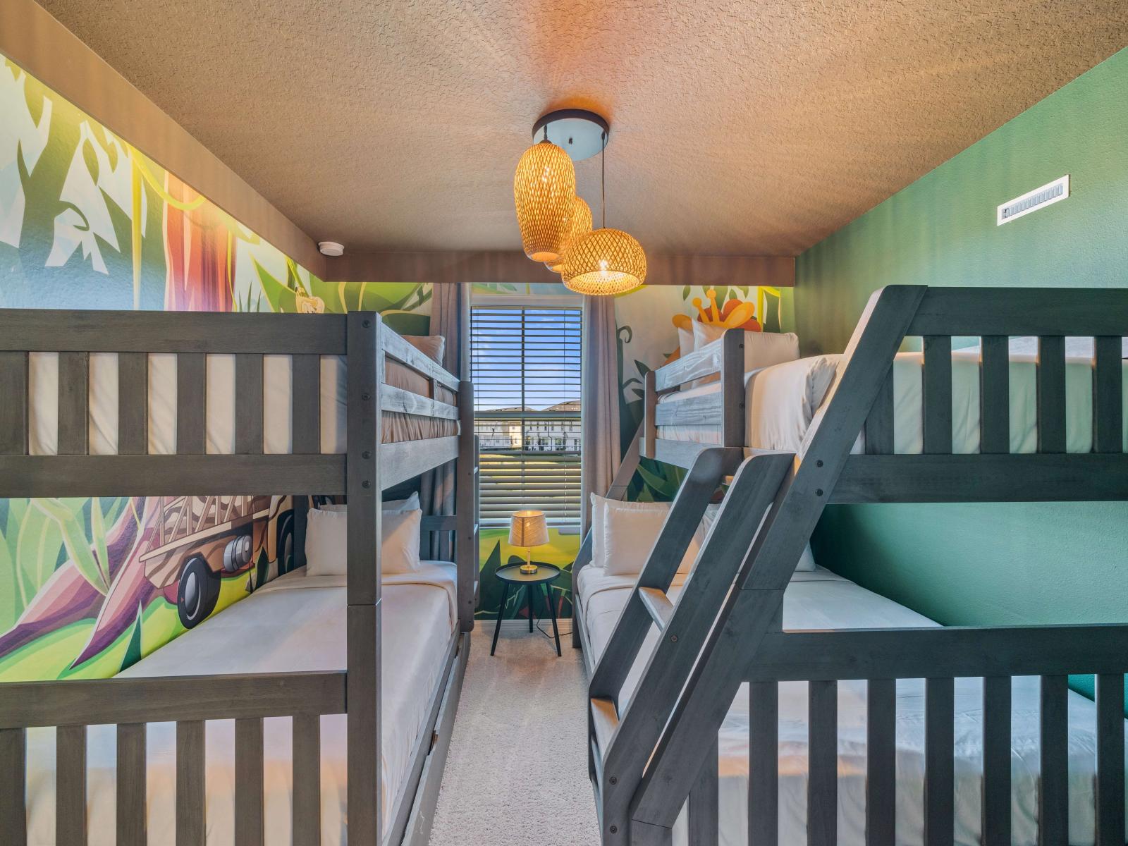 Safari Bedroom of the Townhouse in Davenport Florida - Offering three single size beds and one double size bed - Plenty of everyone to have a relaxing sleep