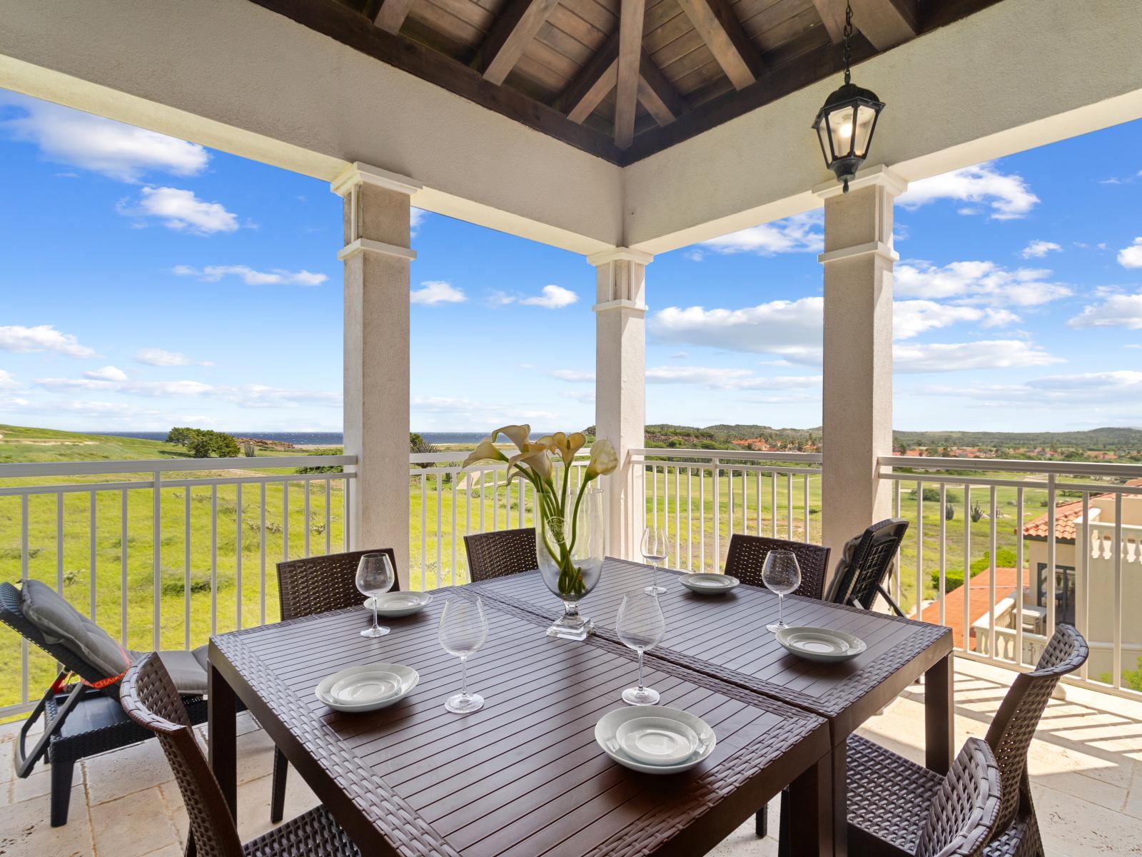 Dining area in private balcony with beautiful Ocean and Sunset views