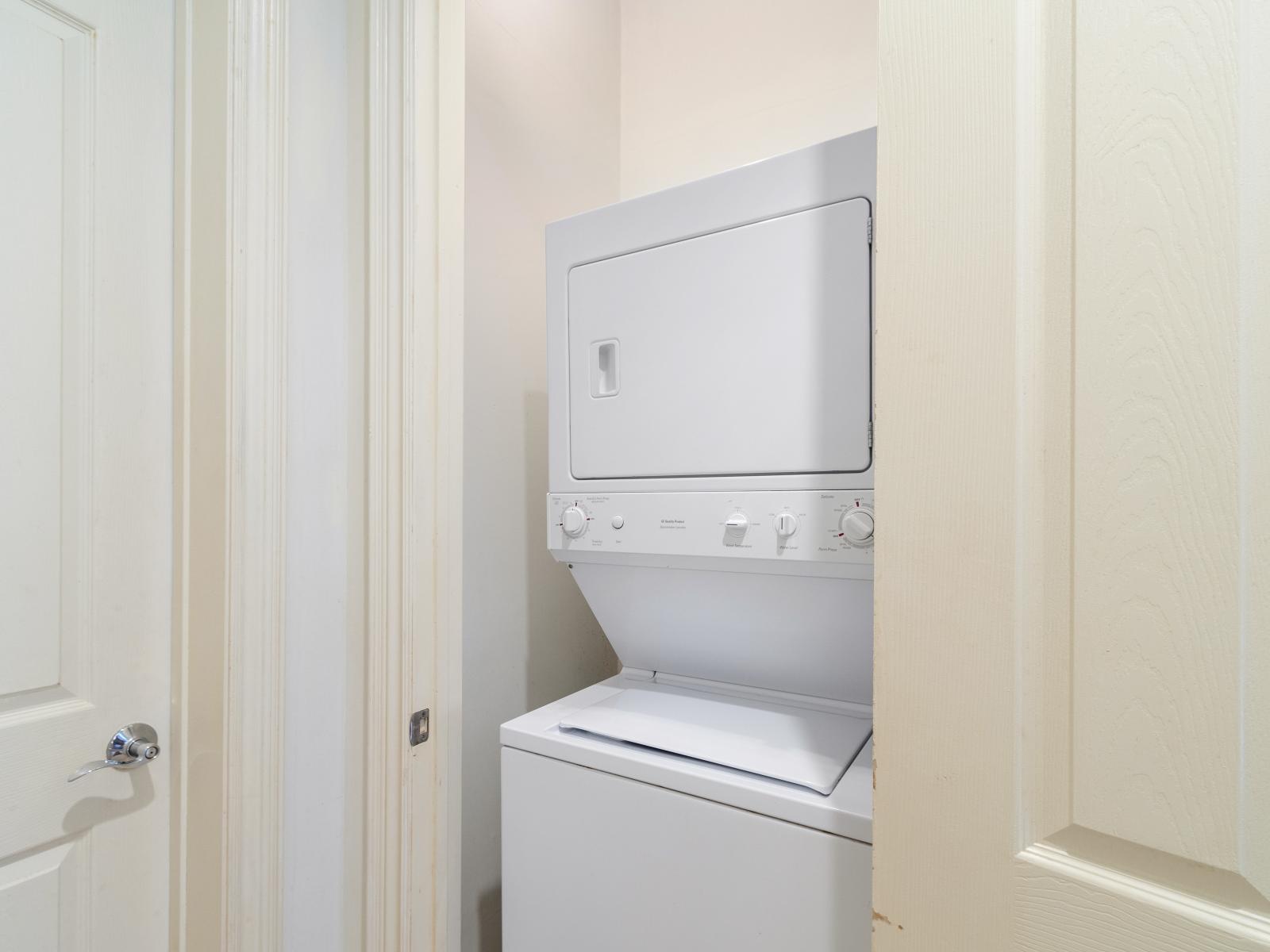 Convenience meets efficiency with our in-house washer and dryer. Stay on top of your laundry needs during your stay, ensuring you always look and feel your best without skipping a beat of your vacation.