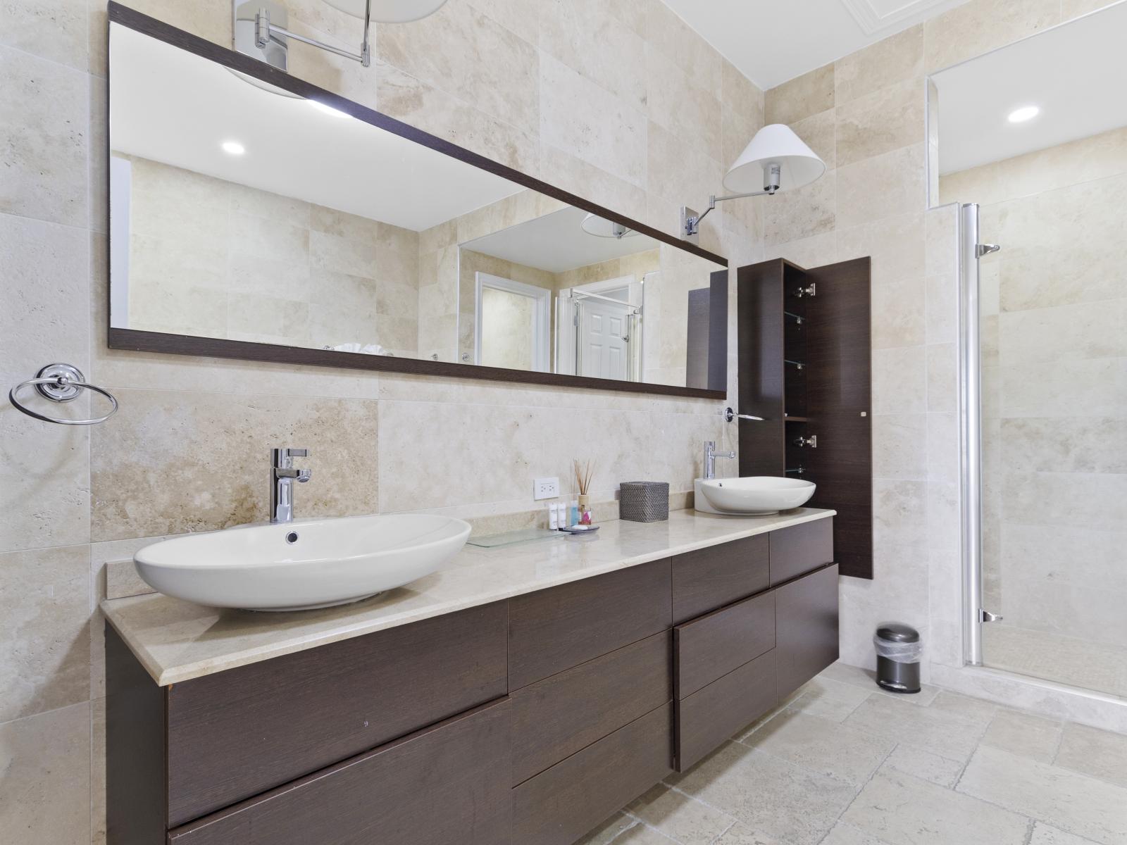 Step into contemporary luxury in our modern bathroom, where style meets functionality.