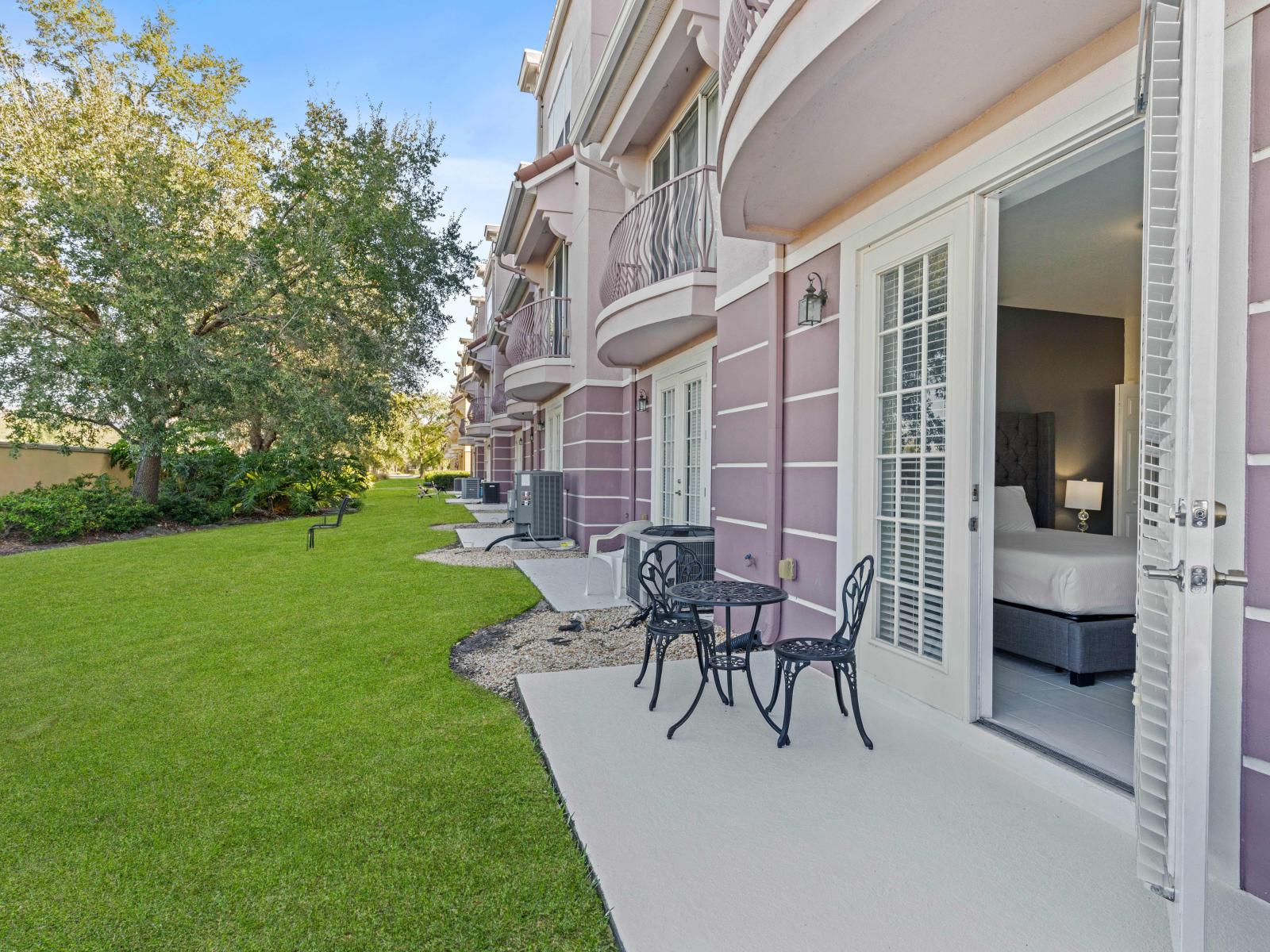 Step onto our outside patio of the townhouse at Vista Cay Resort - Take in panoramic views of the resort's picturesque surroundings from our outside patio - With Comfortable furnishings and gentle breezes create the perfect environment