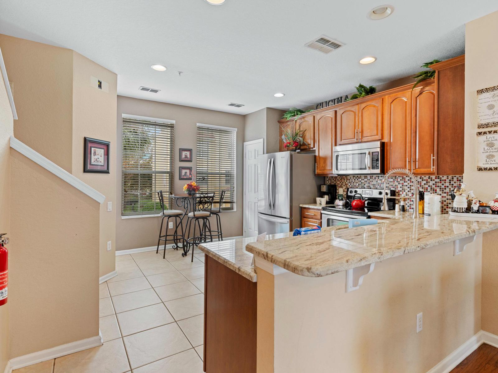 This fully equipped kitchen is a chef's dream come true! From gourmet meals to quick bites, every culinary adventure finds its home here.