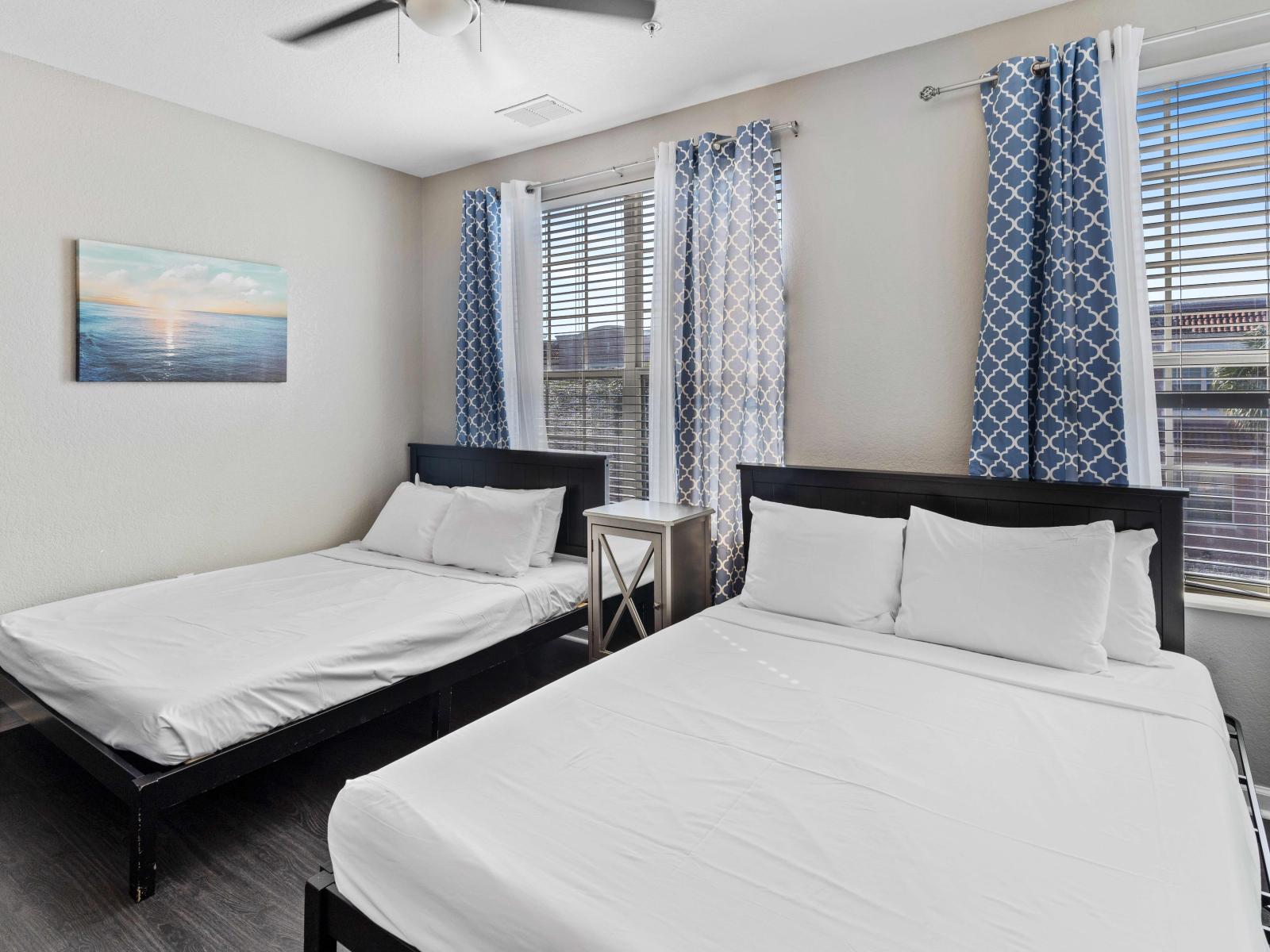 Dynamic Duo Retreat: Our double bedroom is a perfect haven for two, featuring twin beds and modern comforts for a memorable stay.