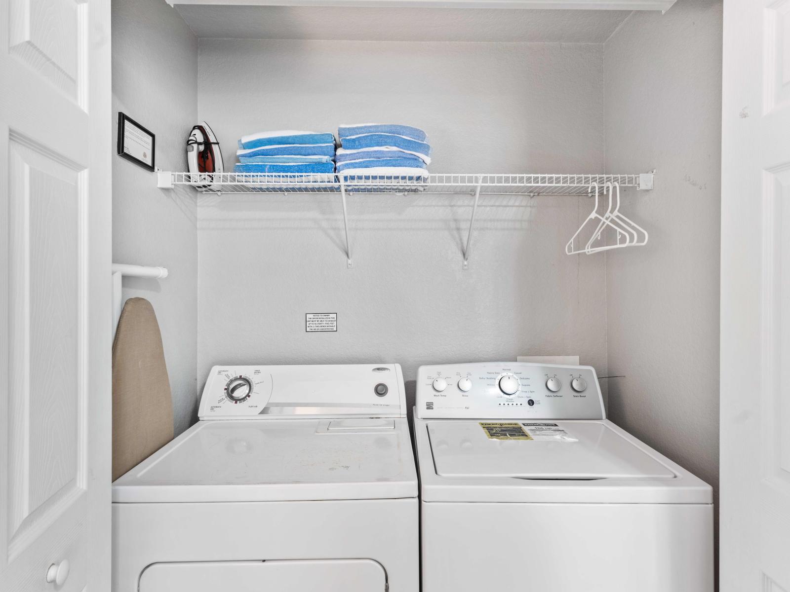 Streamline your chores with ease in the  laundry area – where modern appliances and thoughtful design ensure a hassle-free experience. Embrace the convenience of cleanliness in your home away from home.