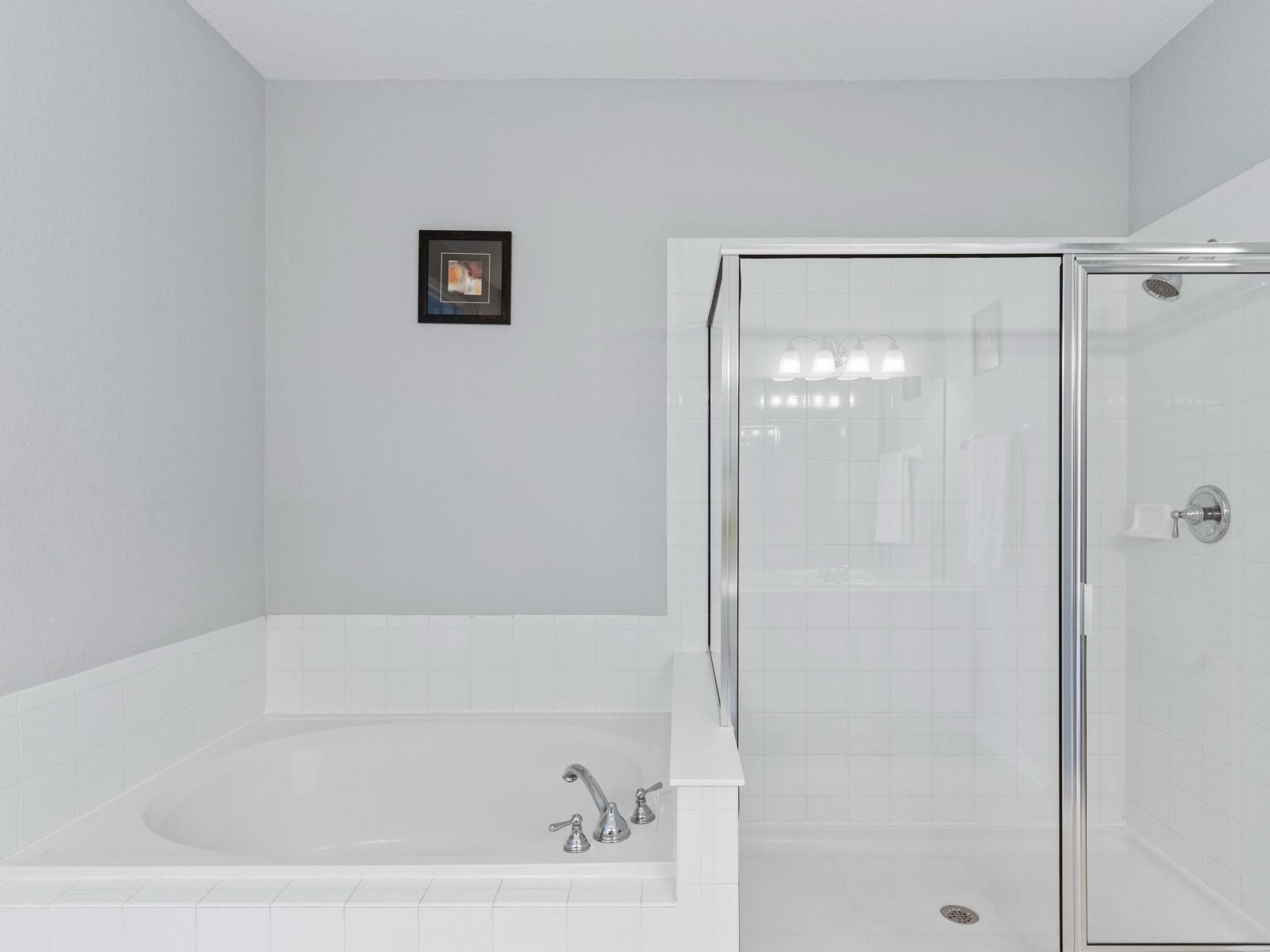 Bathroom 2 with double vanity, soaking tub and walk-in shower