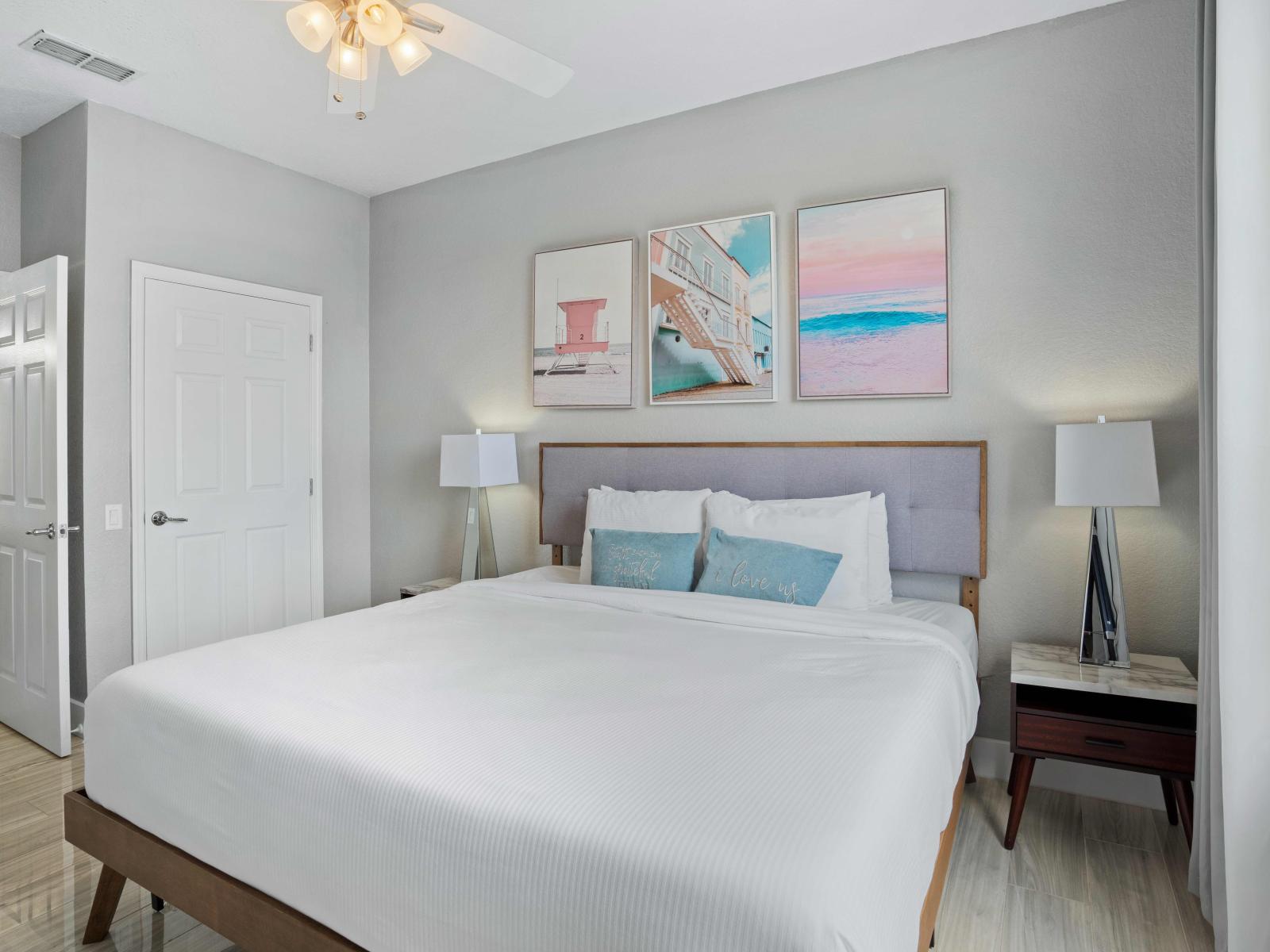 Indulge in luxury in the main bedroom, featuring a regal king-size bed and an en-suite bathroom, offering a private sanctuary for relaxation and rejuvenation. Escape to your own personal oasis and unwind in comfort and style.