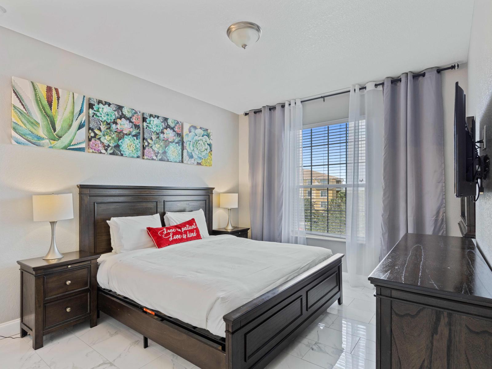 Step into a haven of luxury and comfort in Bedroom 1, where a spacious king-size bed awaits, complemented by an ensuite bathroom offering both convenience and privacy.