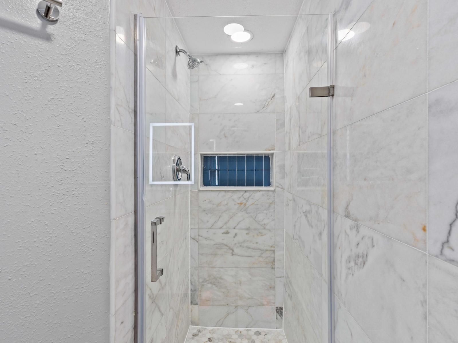 Bathroom 1 with walk-in shower