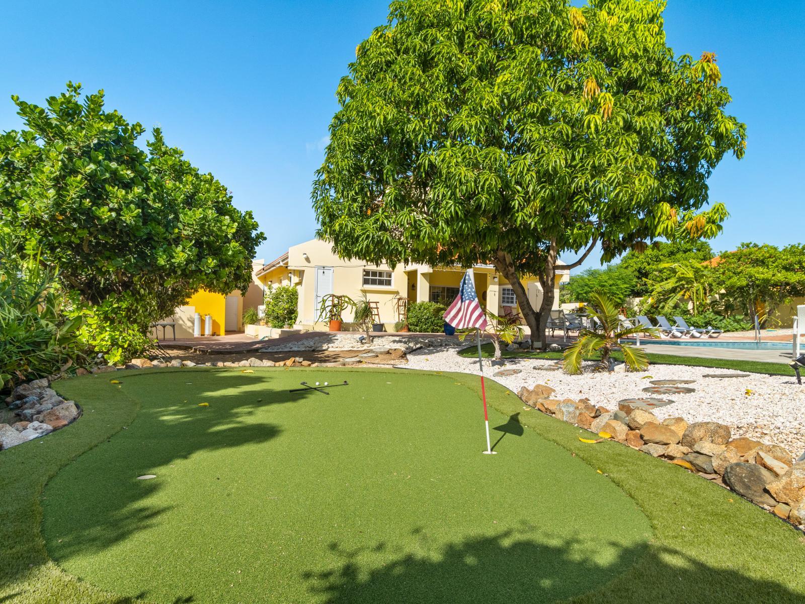 Hit the links without leaving home: Our mini golf course promises hours of leisurely enjoyment.