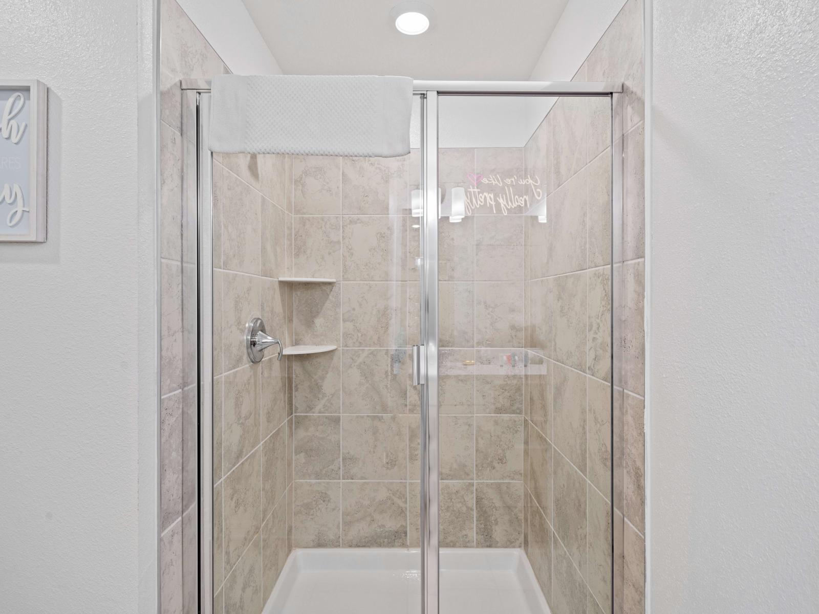 Bathroom 1 with a walk-in shower