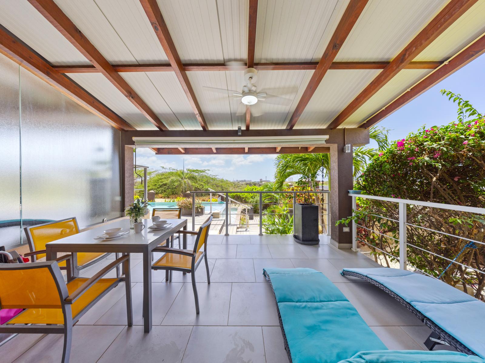 Private patio with gorgeous pool view