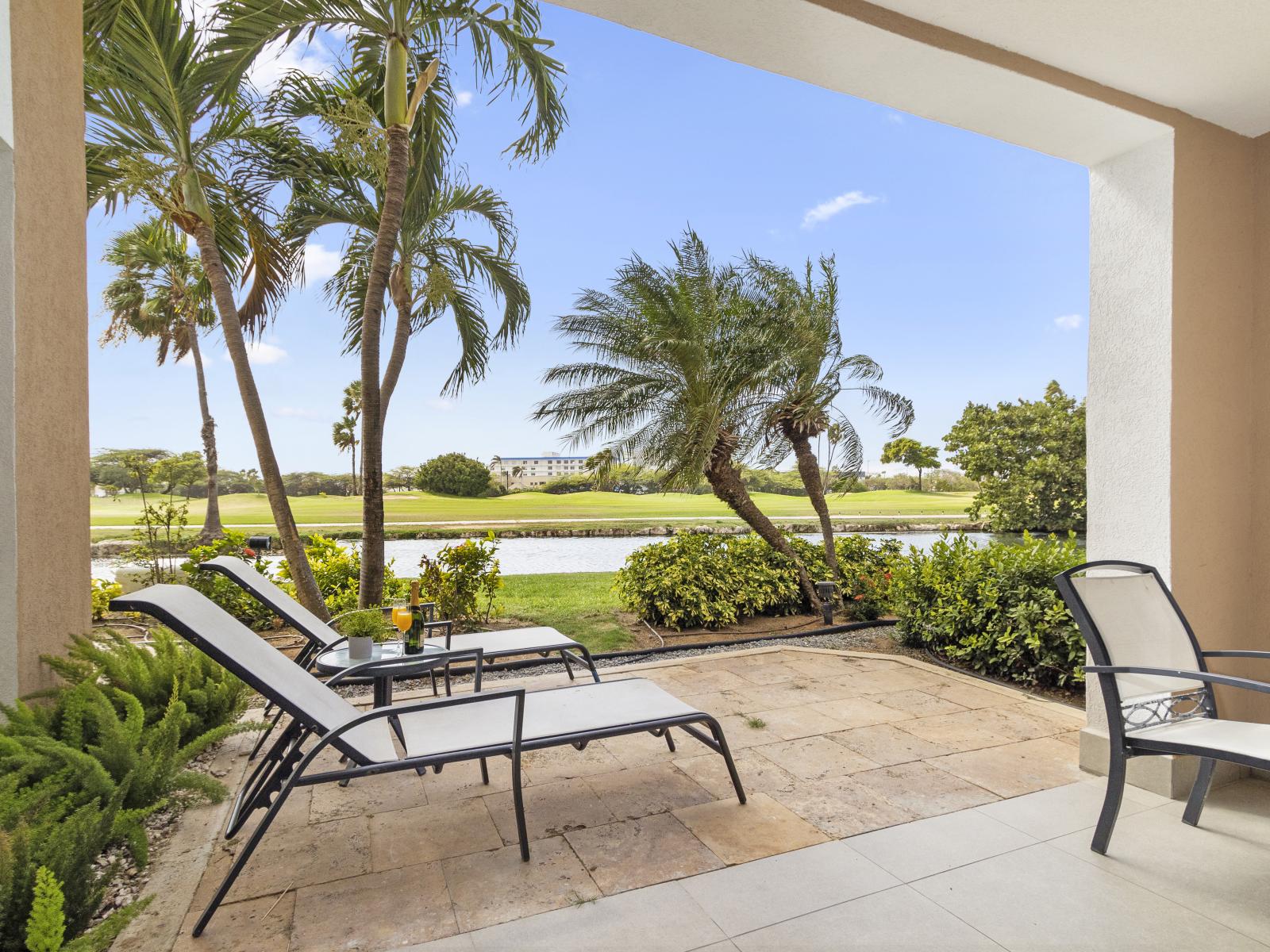 Indulge in breathtaking vistas from your own private patio, where every moment is a picture-perfect escape.