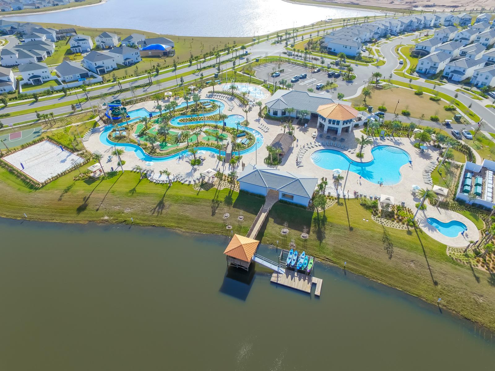 Storey Lake Resort in Kissimmee Florida - Aerial Picture of resort amenities - Stunning Lakes - Relax and unwind in serene setting